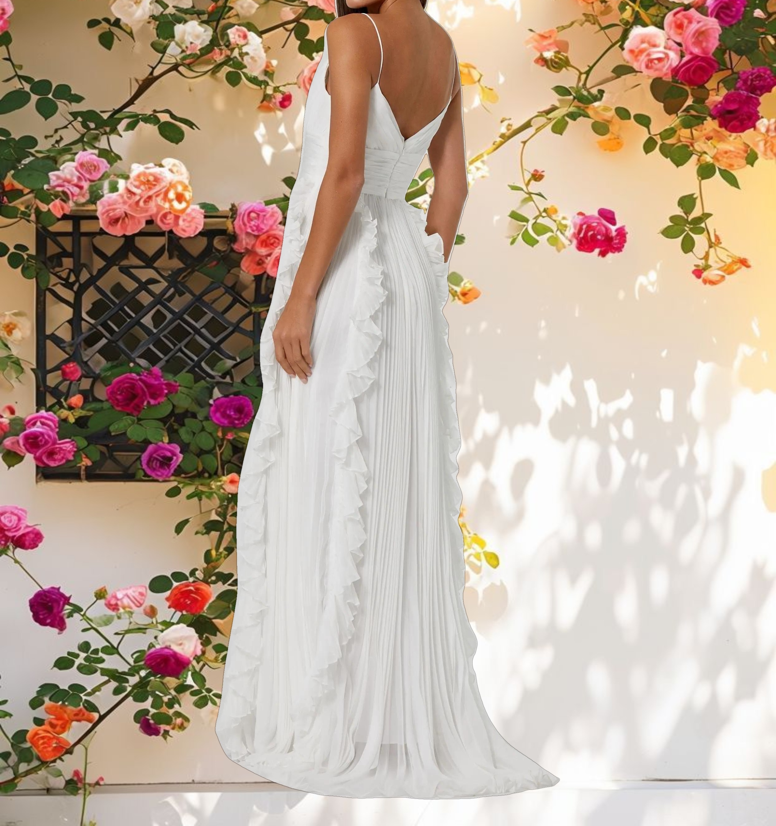 White Flowy Sleeveless Gown