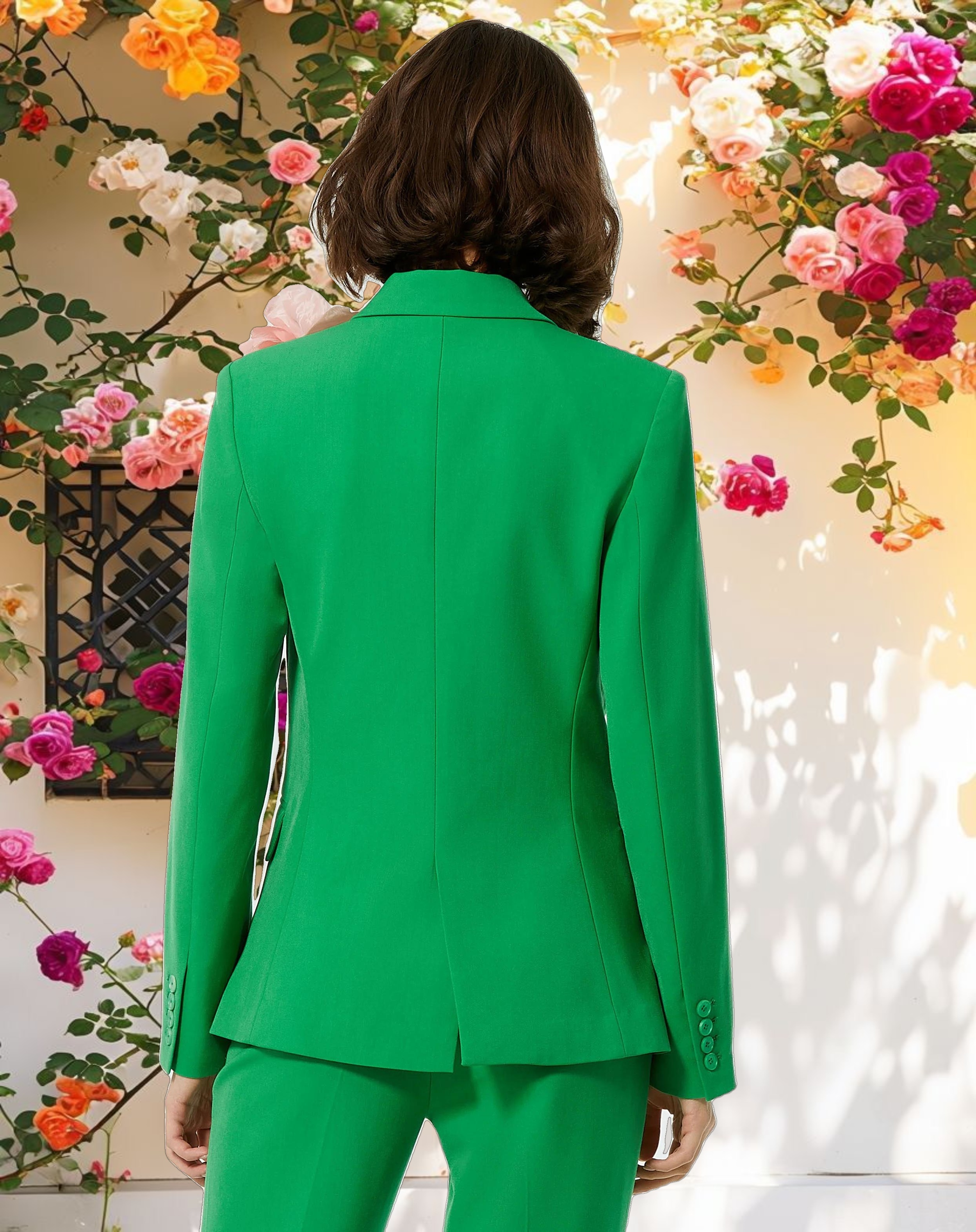 Classic Crepe Blazer Jacket With Flower