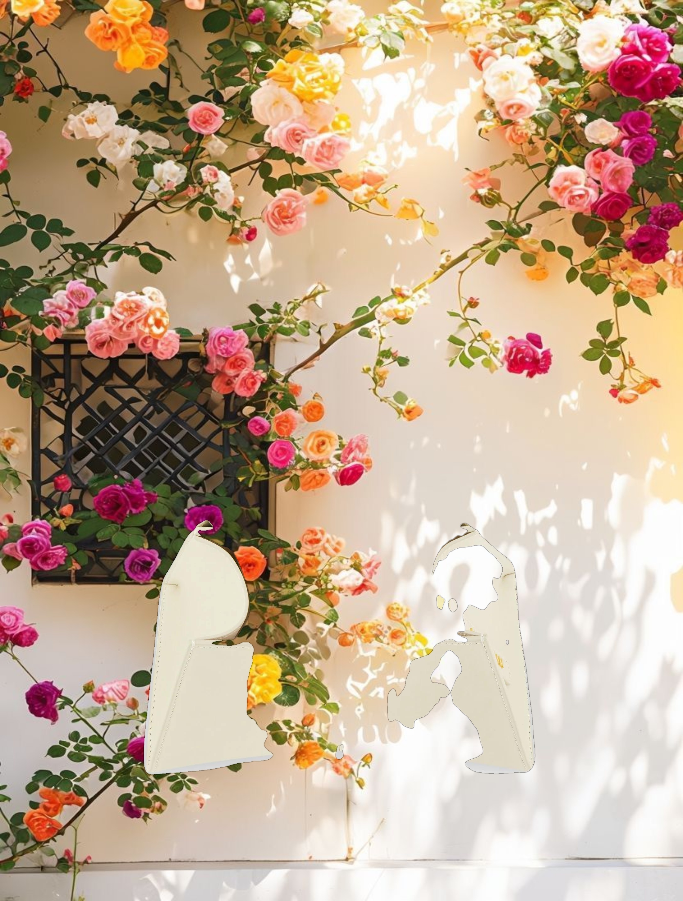 Angular Small Leather Handbag With Gold Hardware