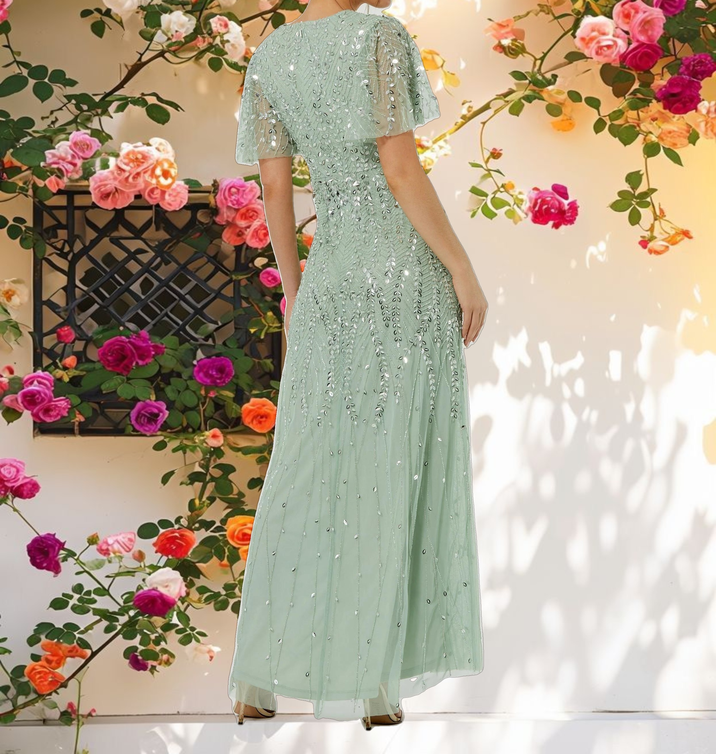 Gown with Butterfly Sleeve