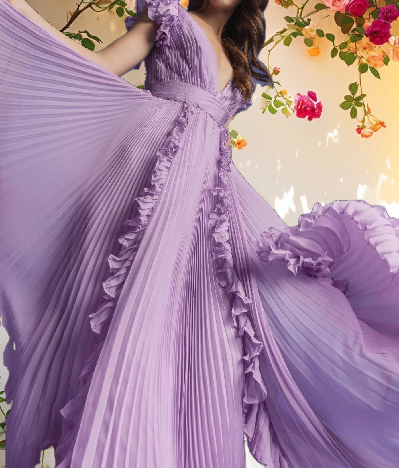 Pink Fluffy Sleeveless Flowy A Line Dress