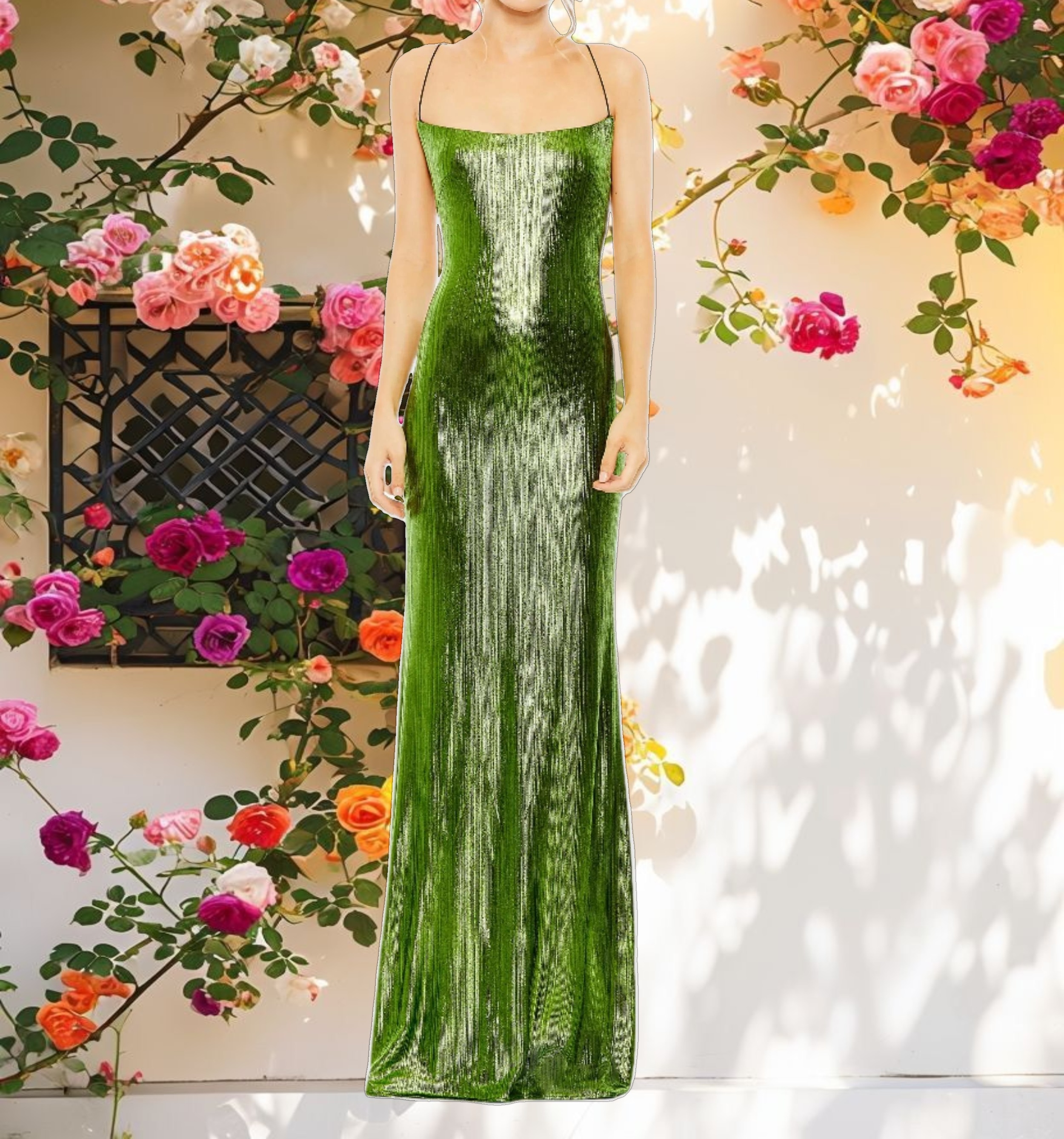 Shimmering Metallic Column Gown