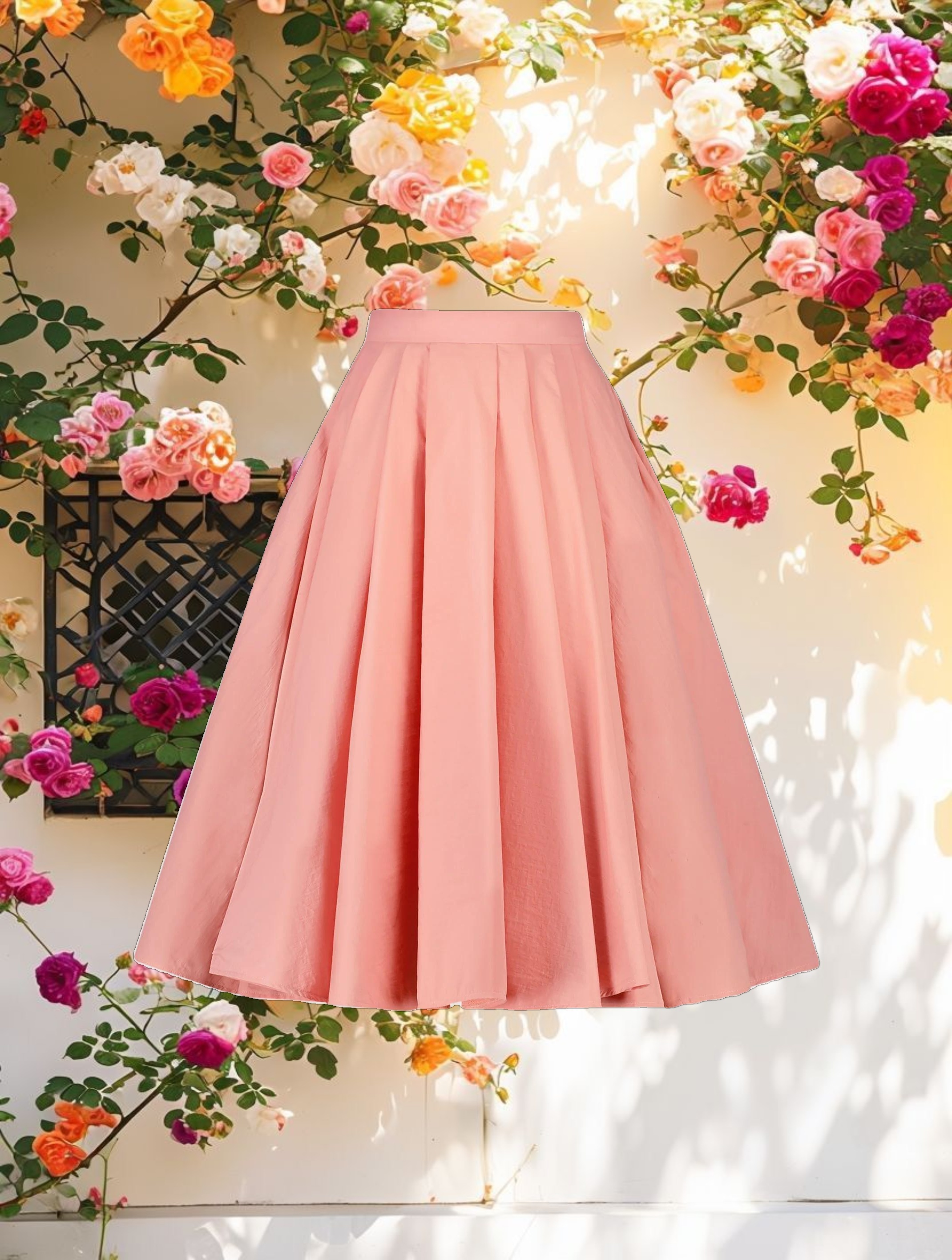 Bubbly Faille High Waisted Midi Full Circle Skirt