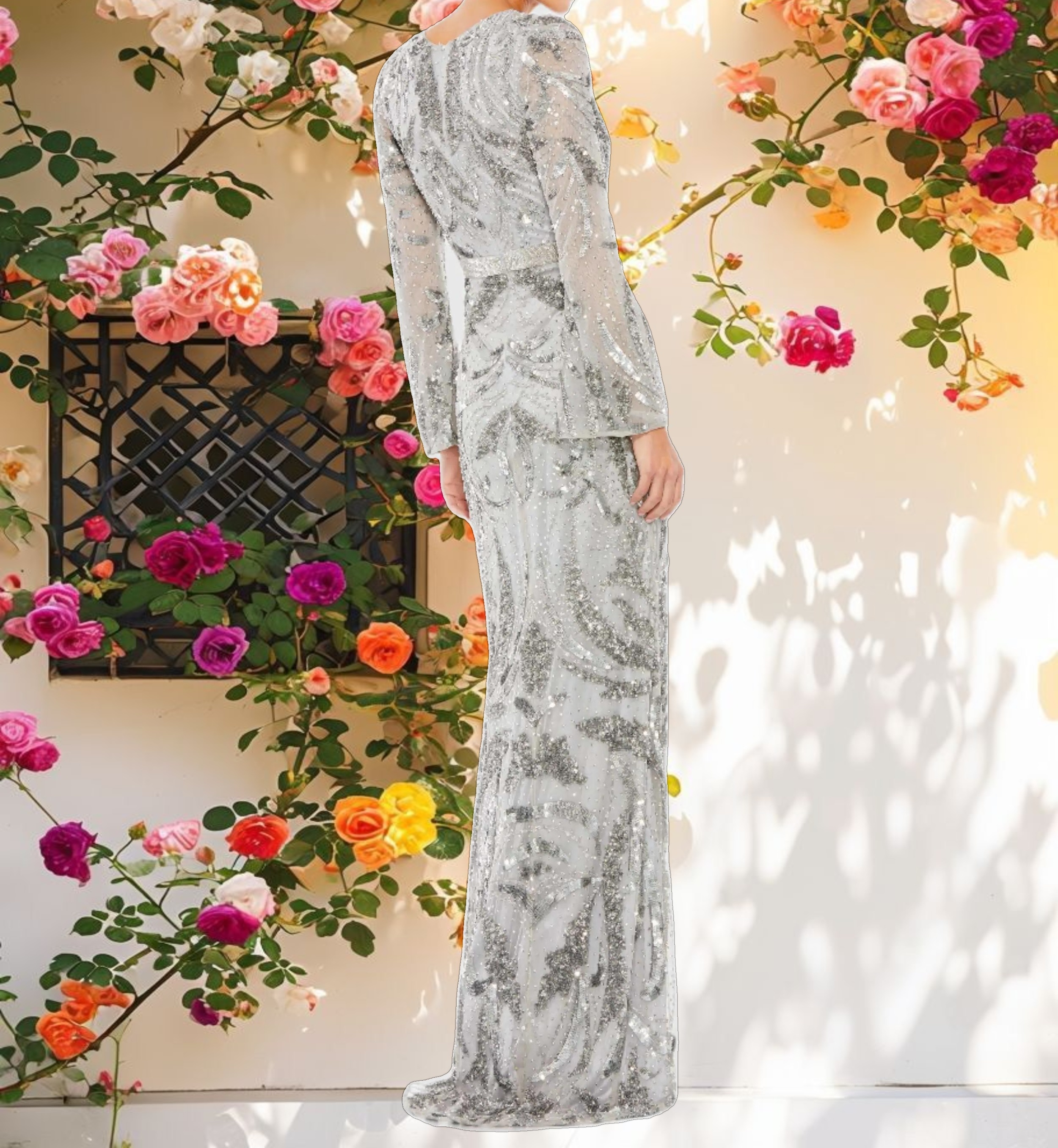 Glamorous Mesh Overlap Long Sleeve Dress