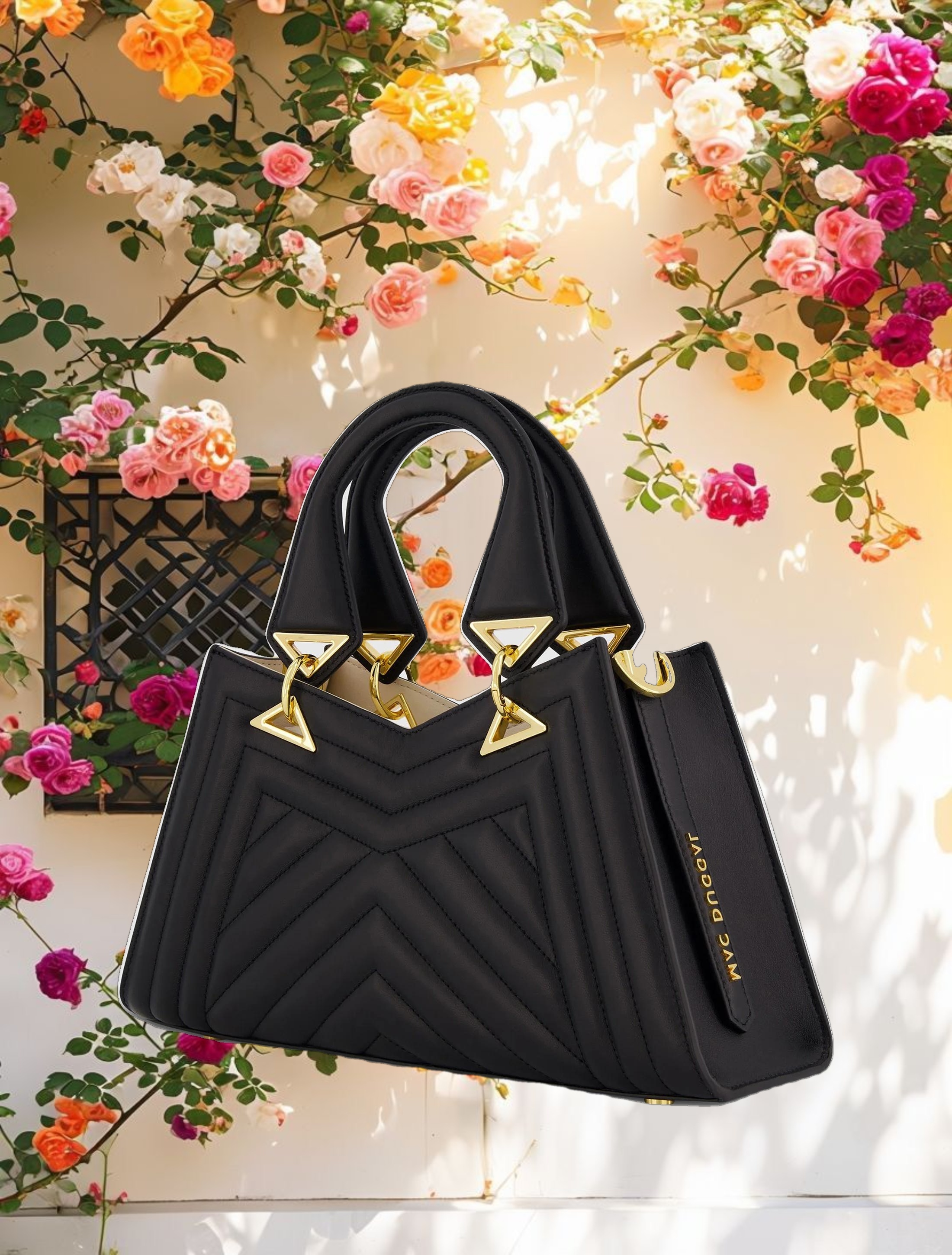 Quilted Leather Angular Handbag