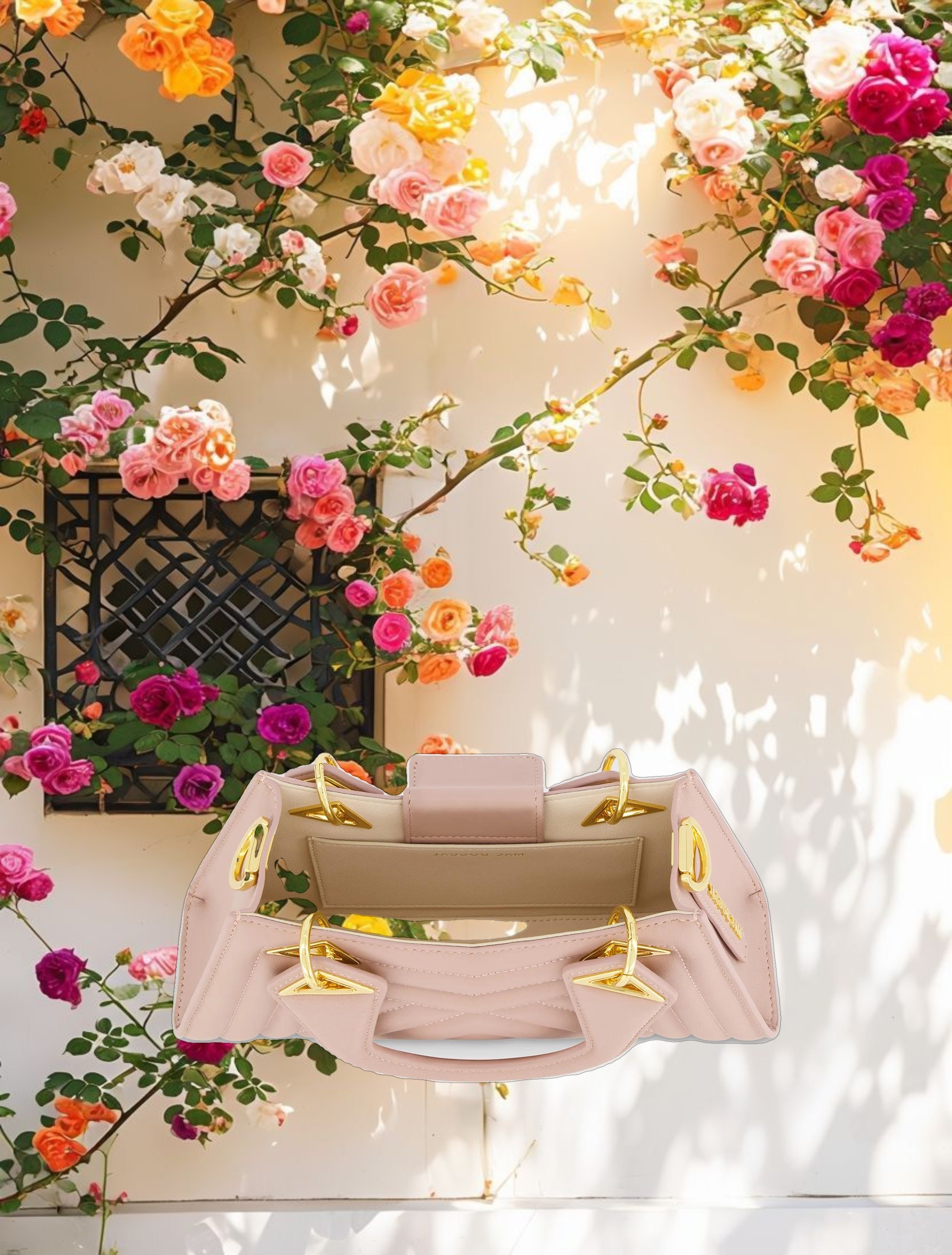 Angular Quilted Napa Leather Handbag