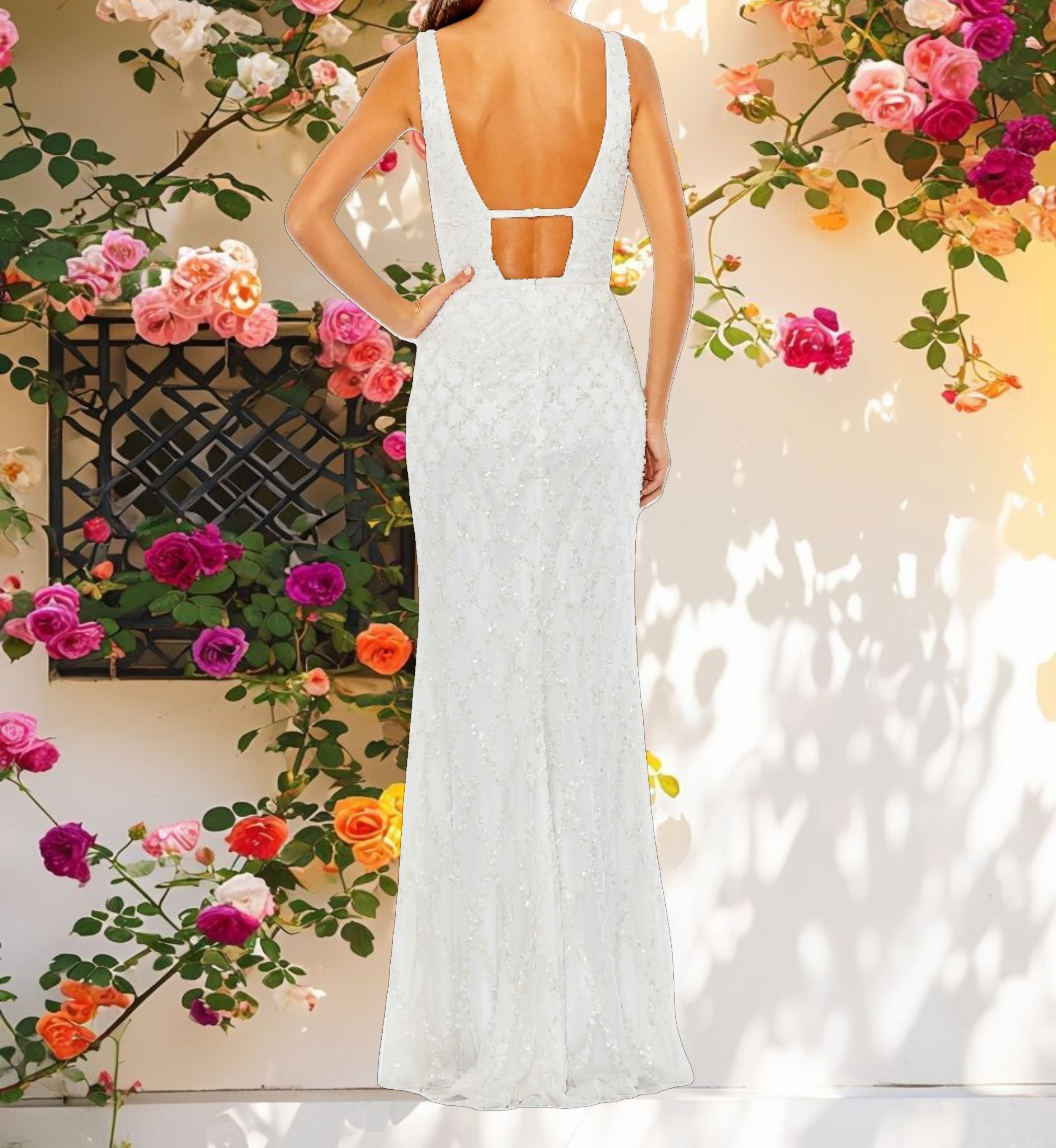 Shimmering V-Neck Mesh Dress