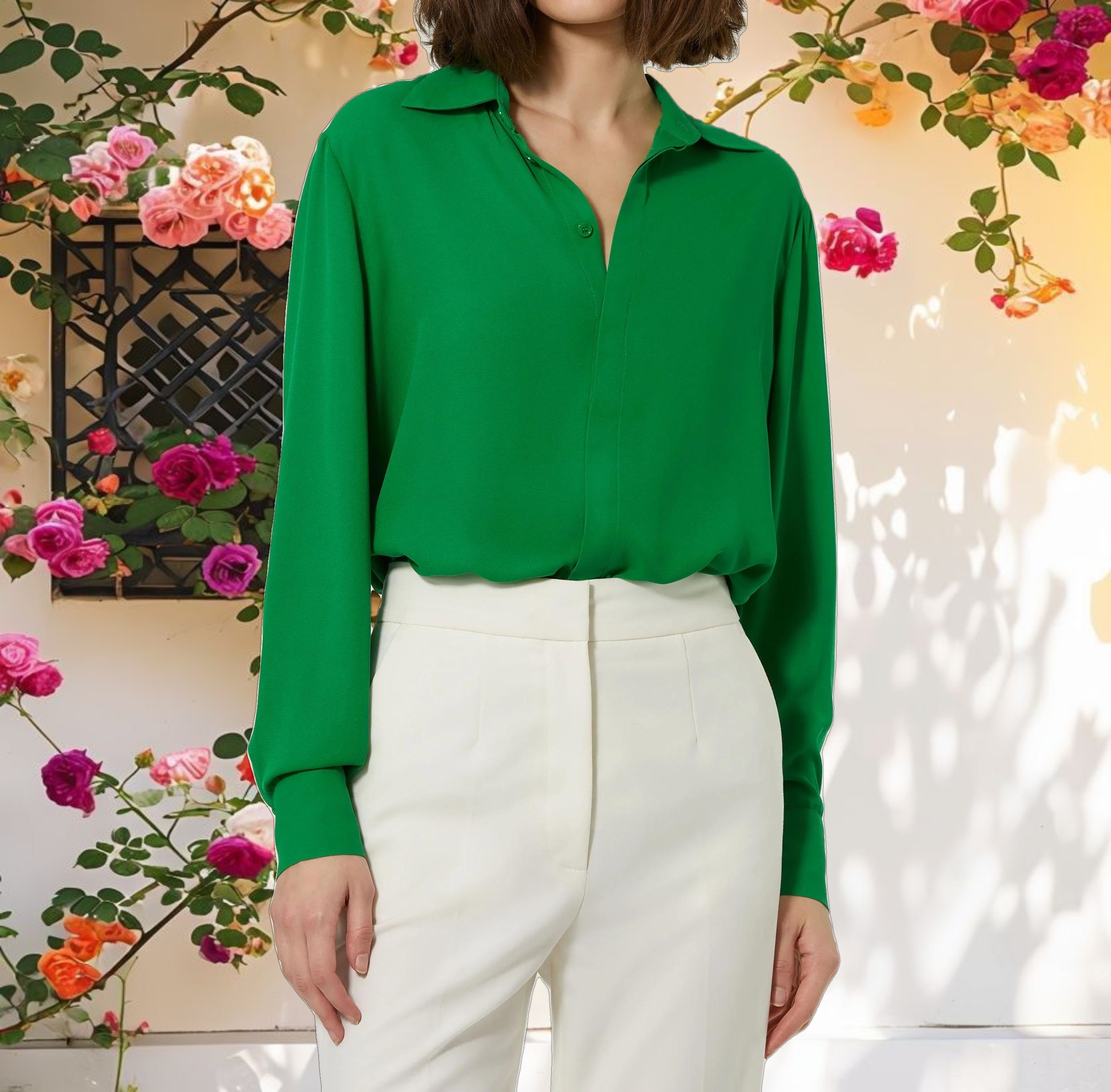 Bentley Long Sleeve Button Up Georgette Blouse