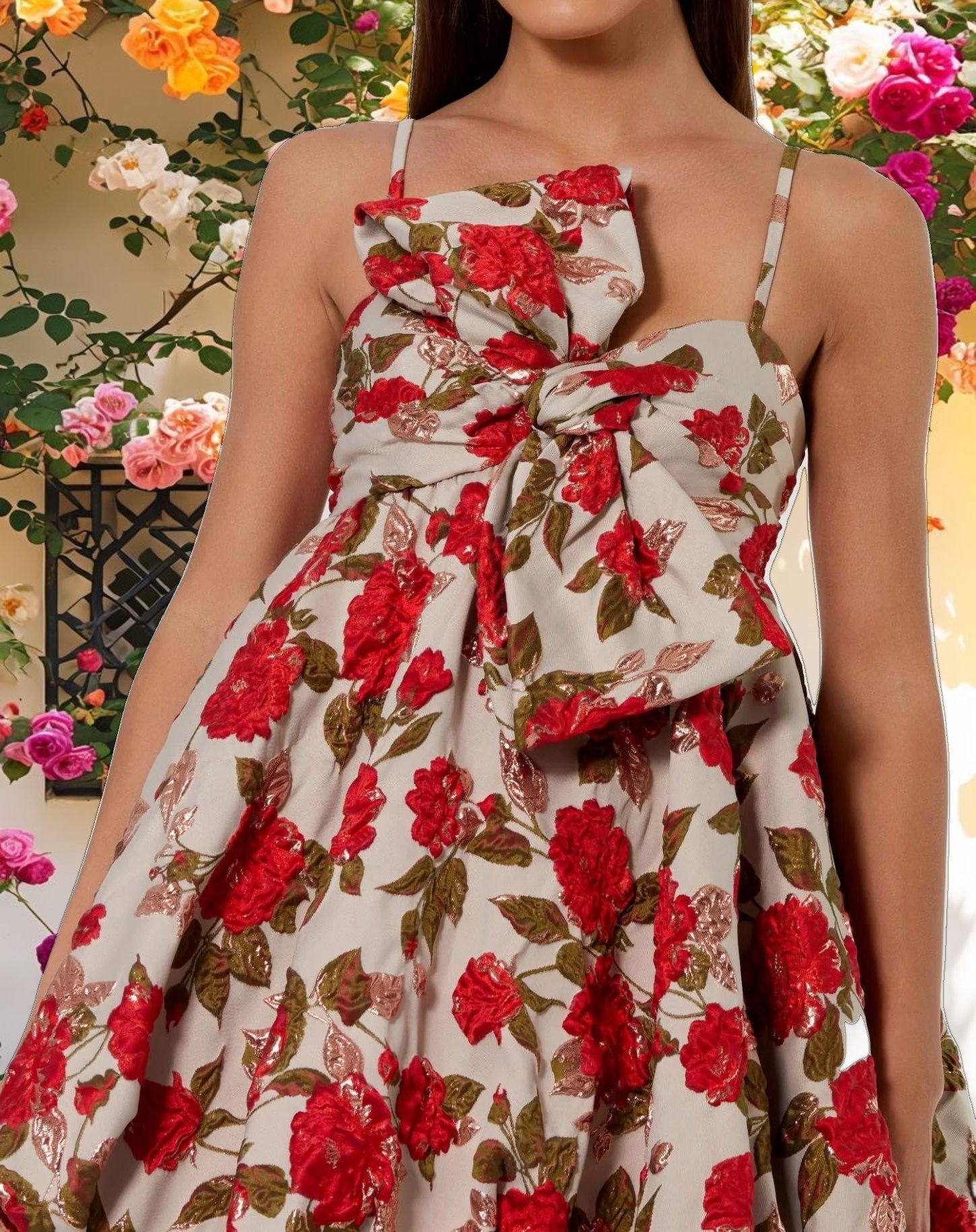 Thin Strap Puff Mini Dress With Bow