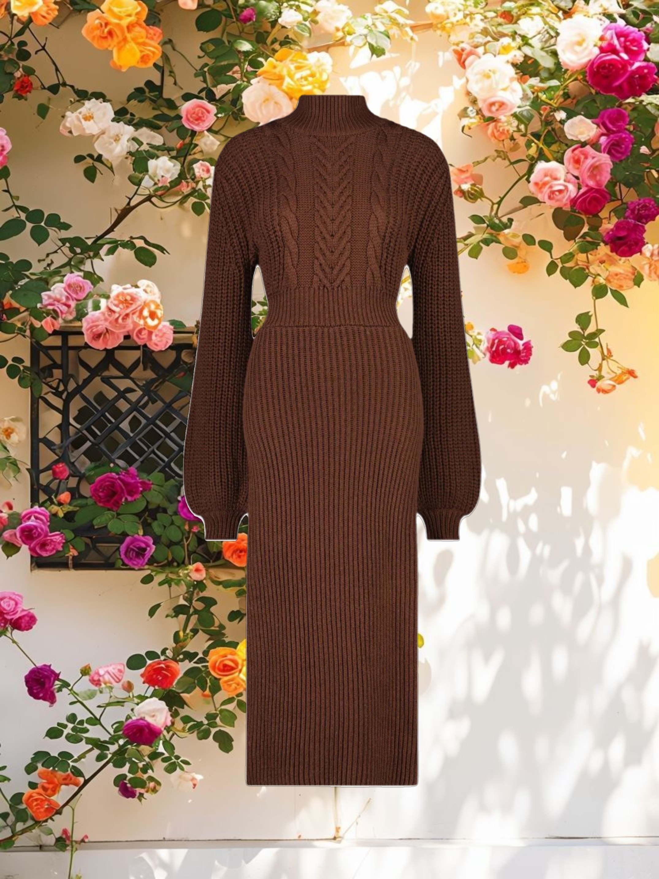 Classic Long Sleeve Knit Midi Dress