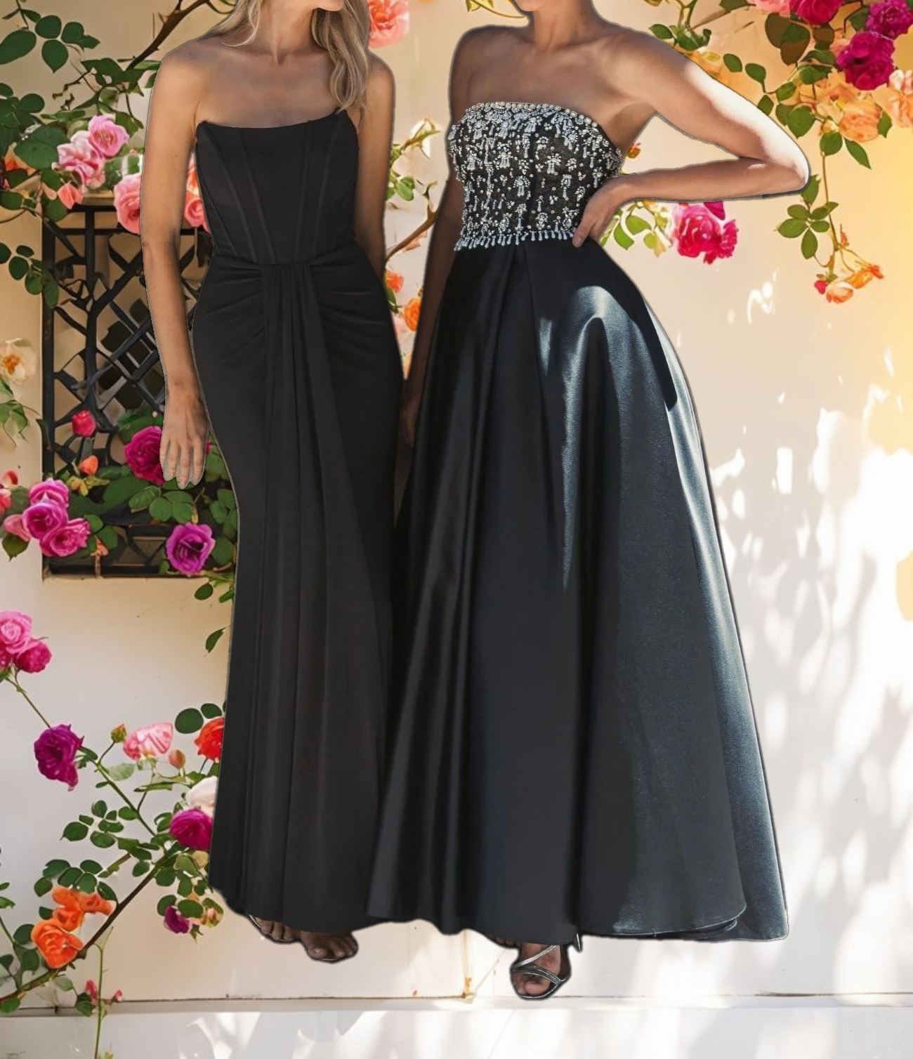 Strapless Embellished Satin Ballgown