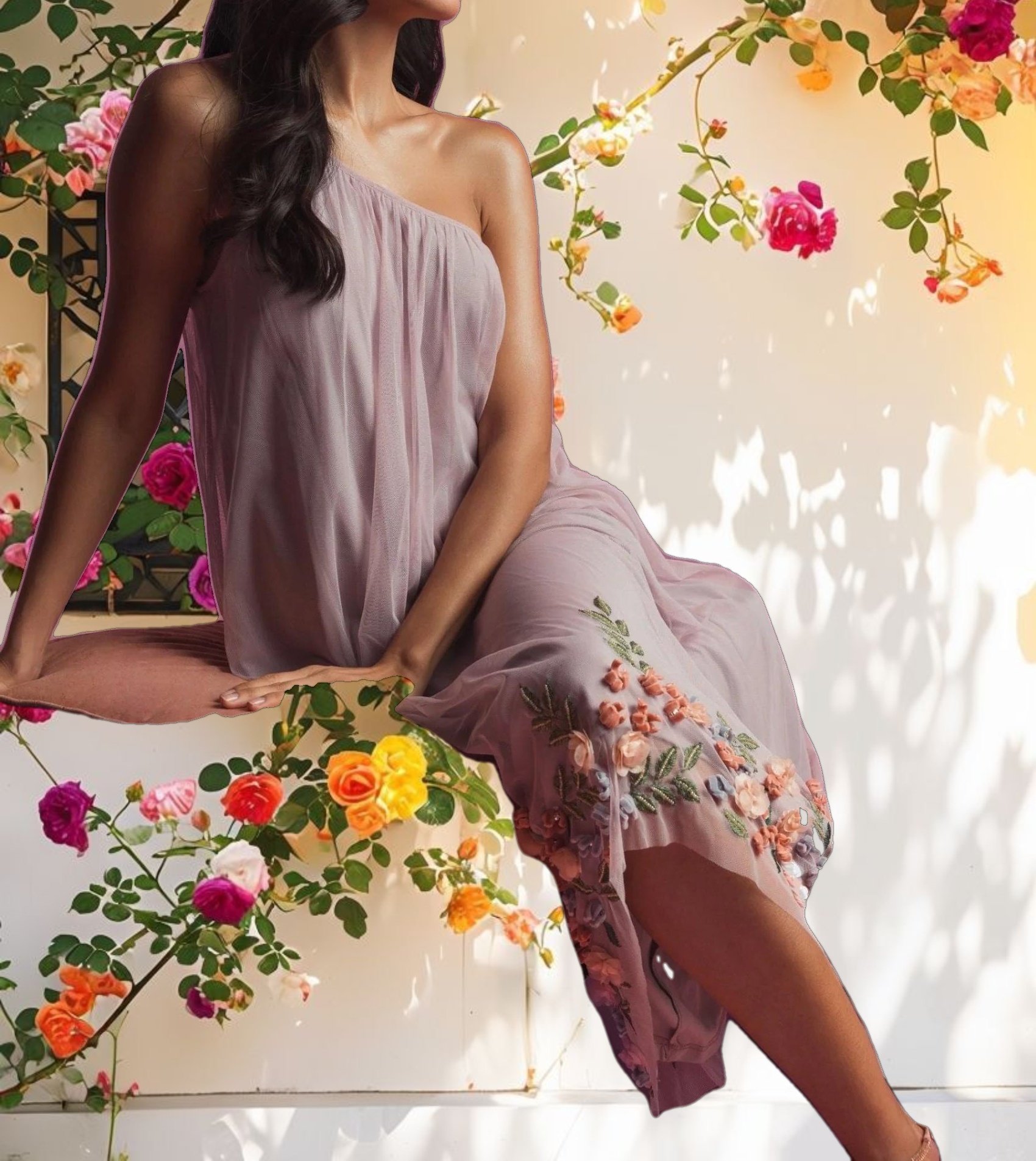 Purple Embellished Formal Dress