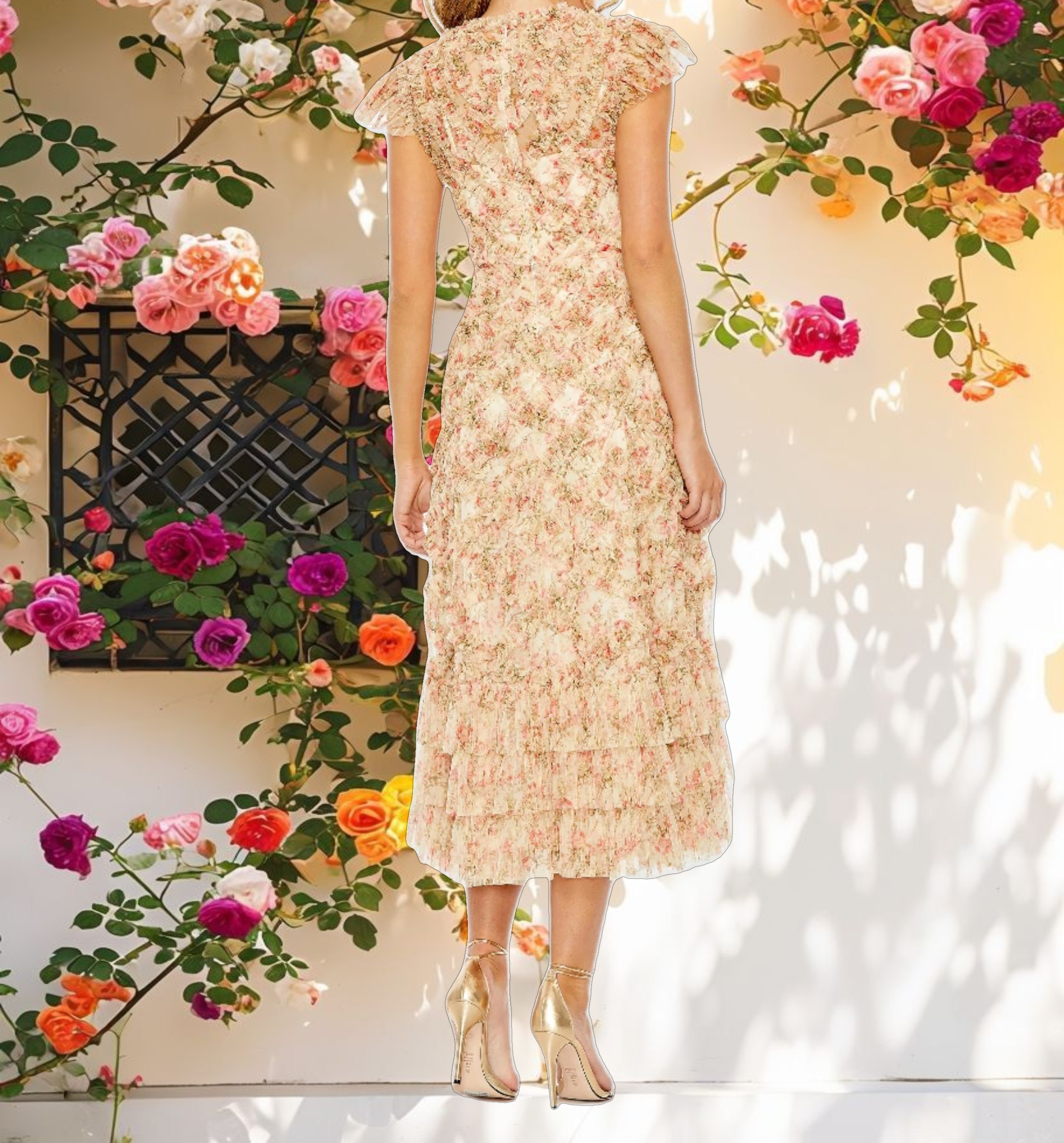 Ruffle Tiered Short Sleeve A-Line Dress