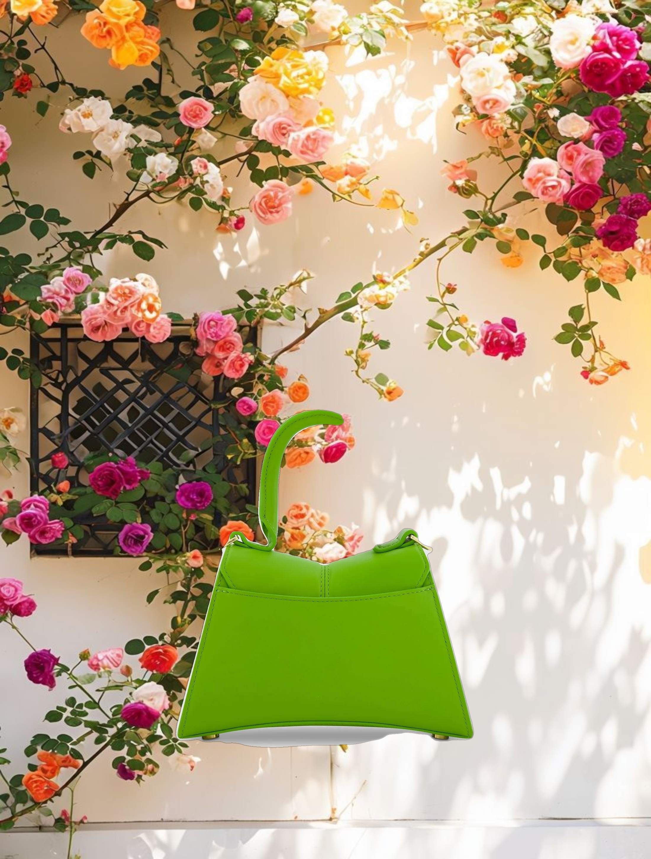 Angular Mini Leather Handbag With Gold Hardware