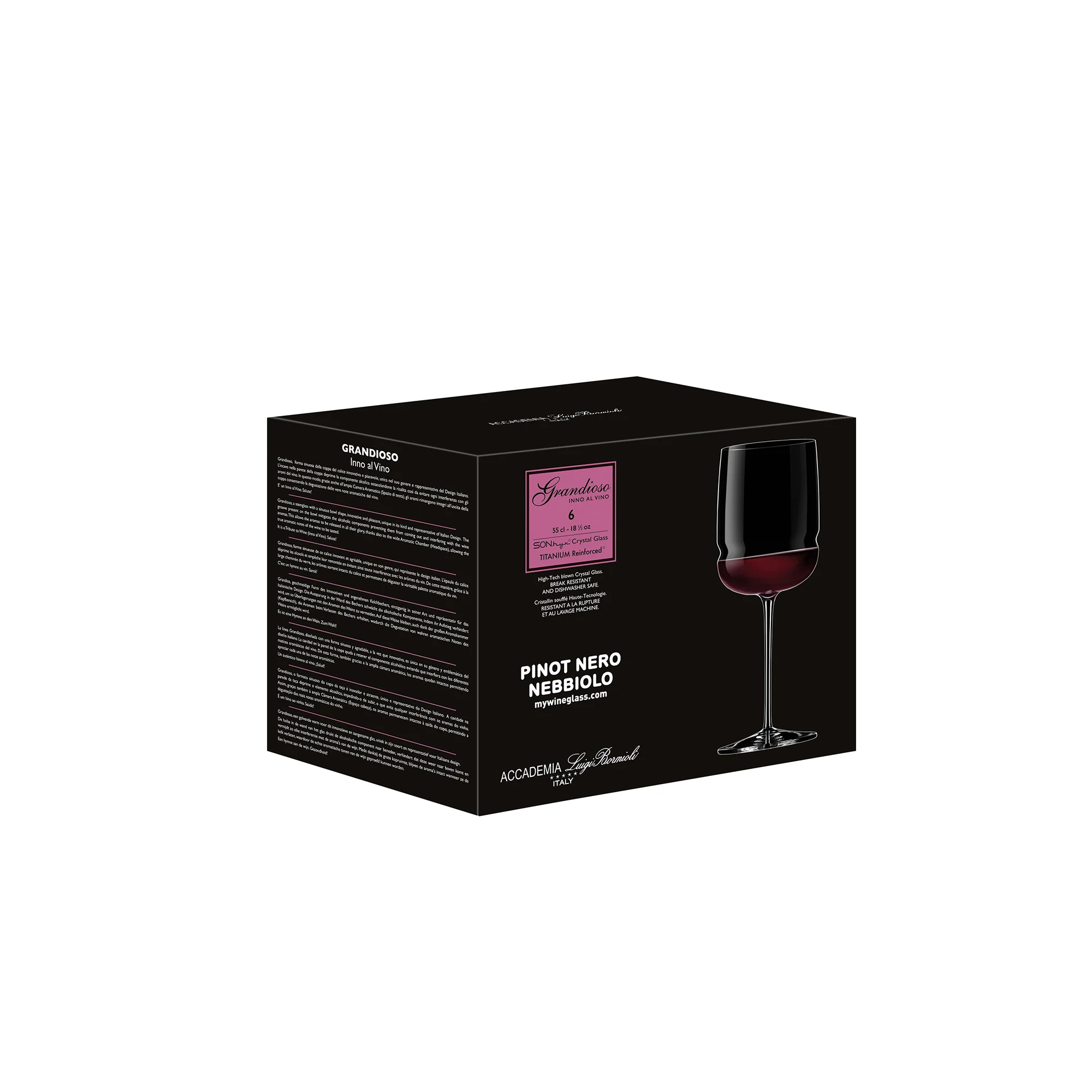 Italian Premium Pinot Nero Red Wine Glasses | 18.5oz | Grandioso | Set of 6