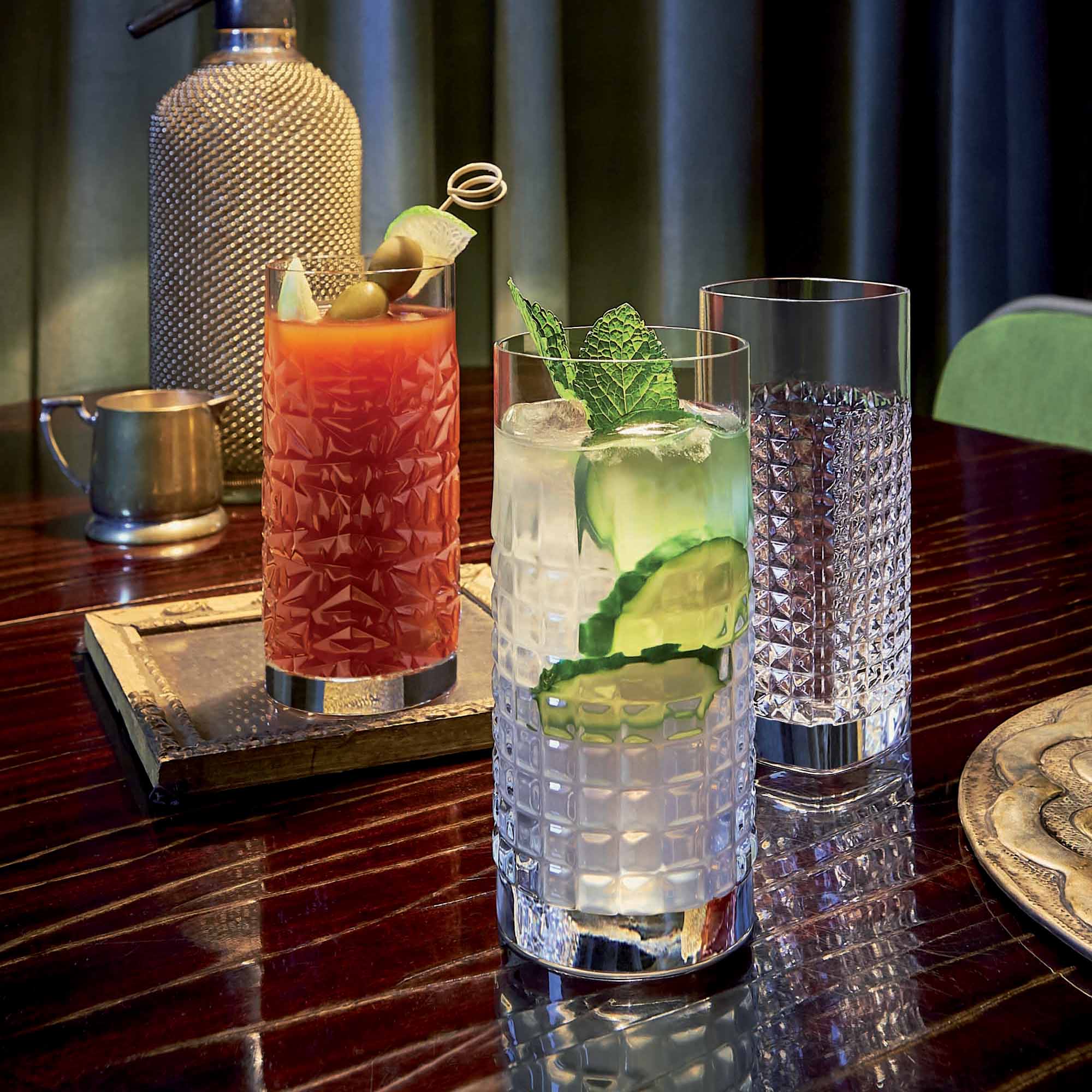 Italian Premium Textures Highball Glasses | 16.25oz | Mixology | Set of 4