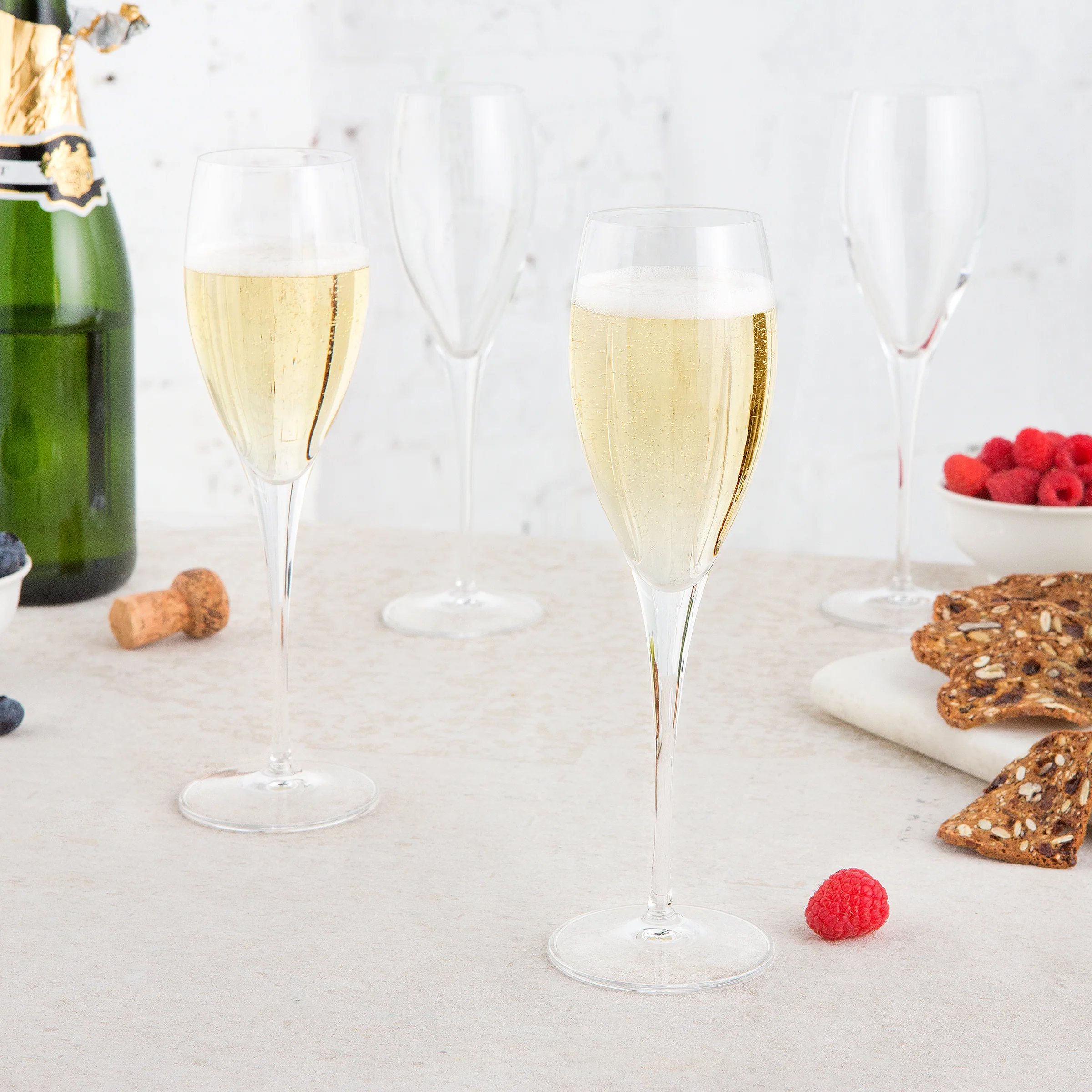 Italian Premium Champagne Glasses | 7.5oz | Michelangelo Masterpiece Gold Label | Set of 4