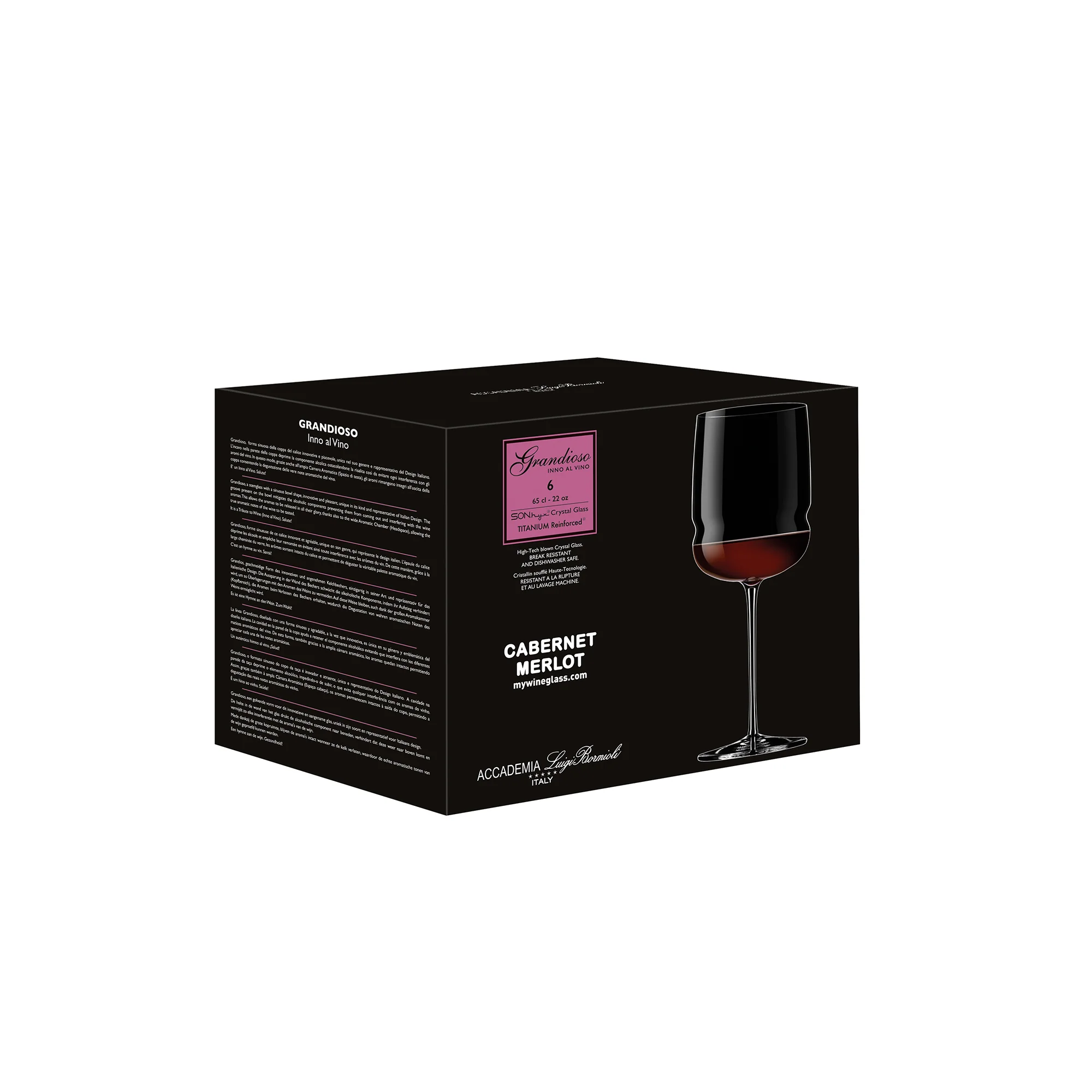 Italian Premium Cabernet Red Wine Glasses | 22oz | Grandioso | Set of 6