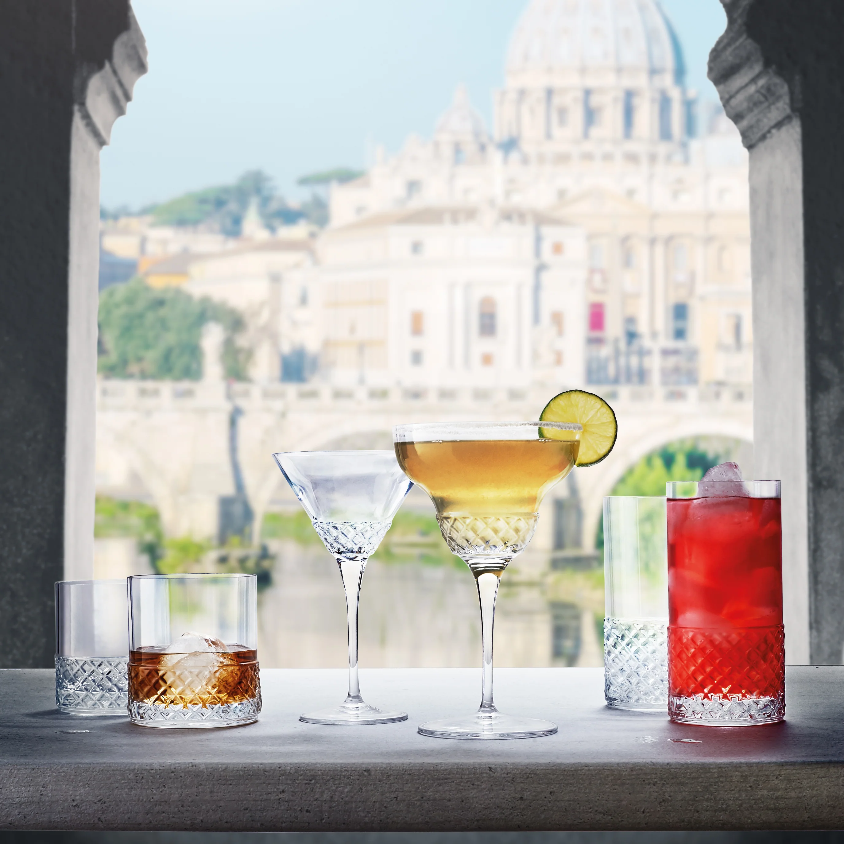 Roma 1960 12.75 oz DOF Drinking Glasses (Set Of 4)