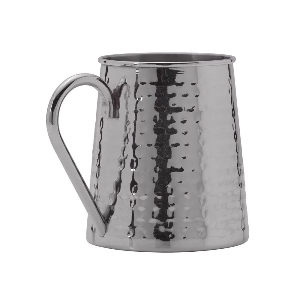 Drew and Jonathan Stainless Hammered Set of 2 Beer Mugs