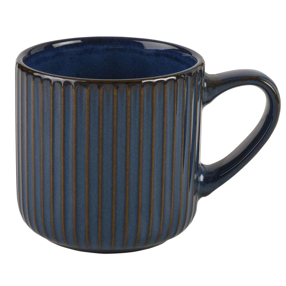 Blue Ribbed Mug
