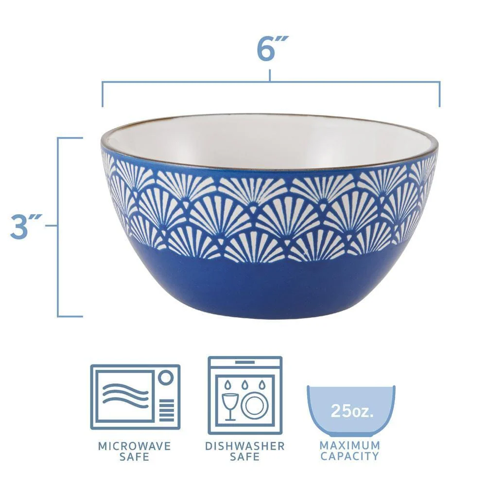 Navy Set of 6 Soup Cereal Bowls, Assorted