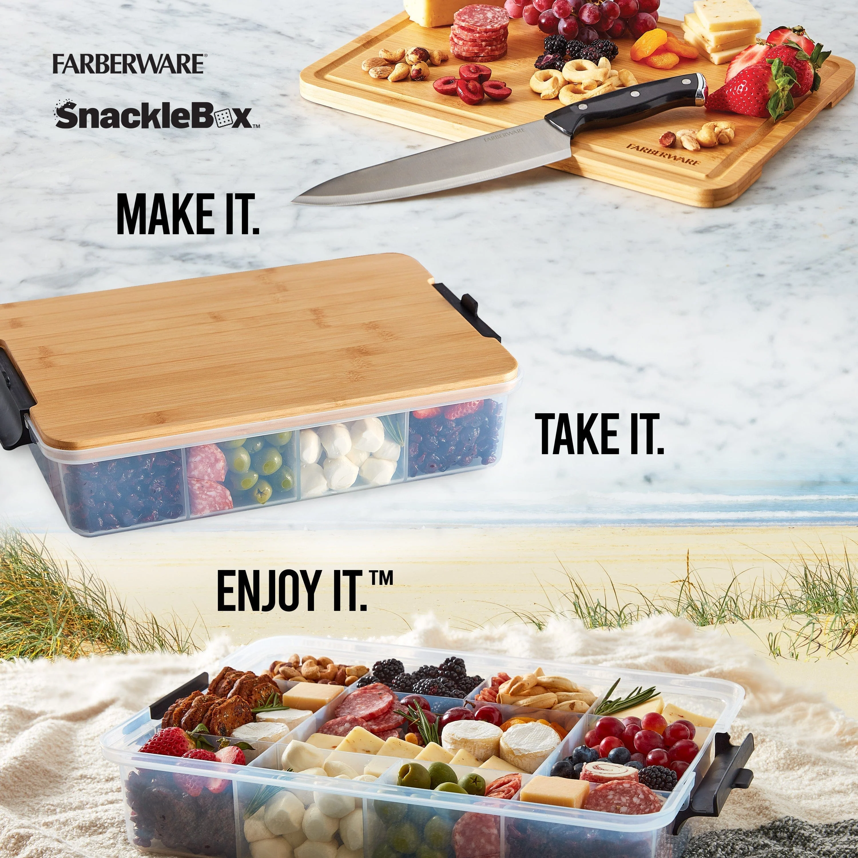 Farberware Build-A-Board ™ Snacklebox with Locking Plastic Cutting Board Lid