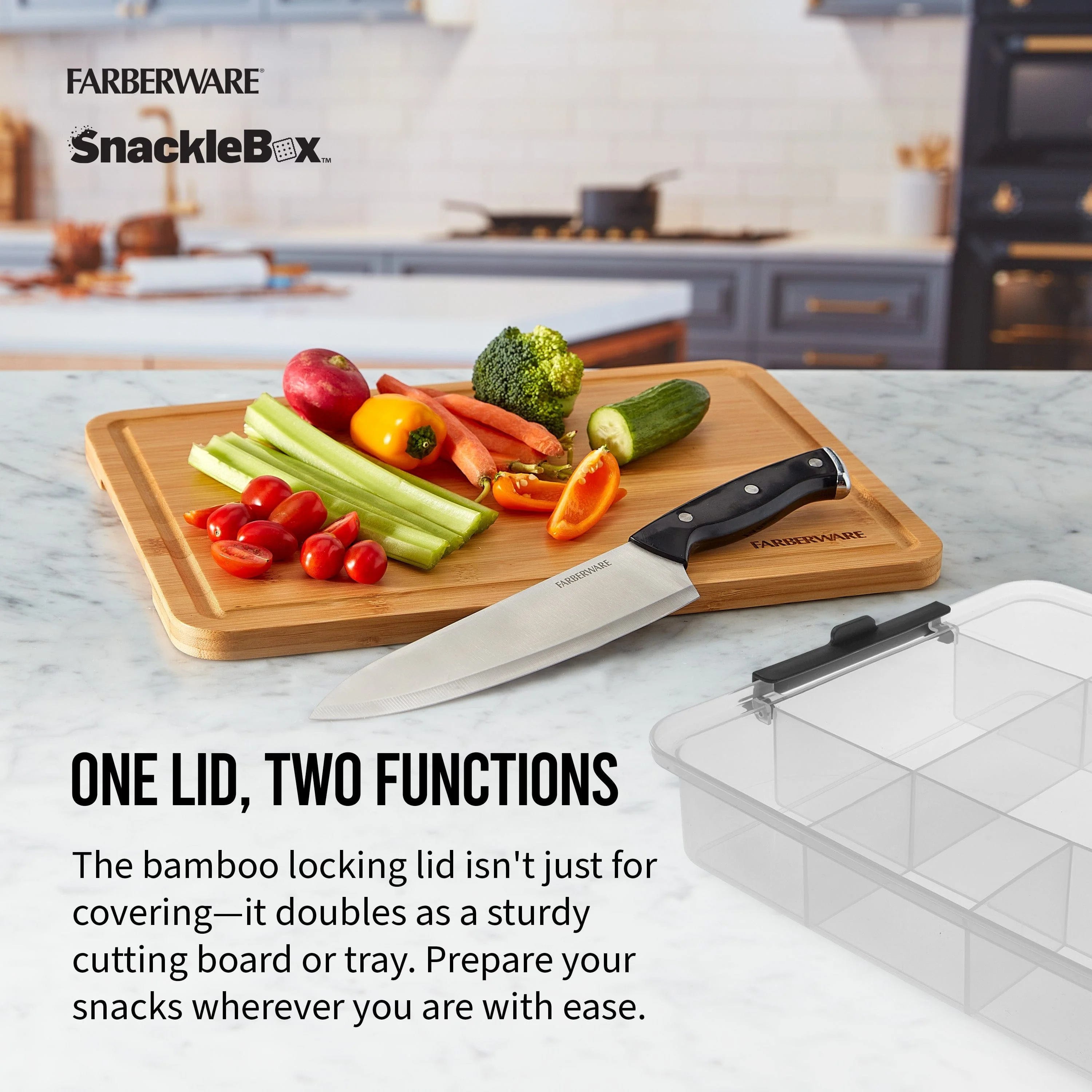 Farberware Build-A-Board ™ Snacklebox with Locking Plastic Cutting Board Lid