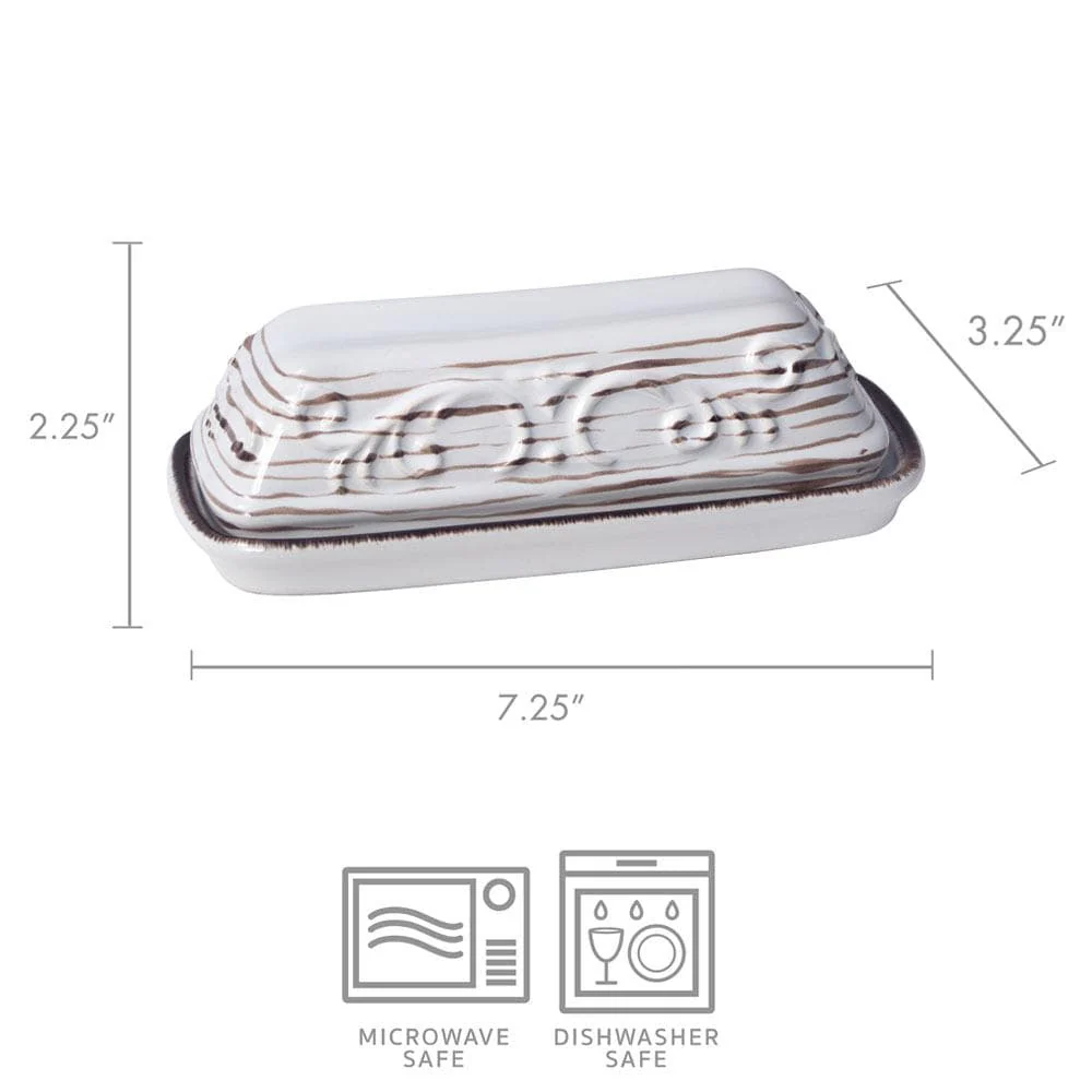 Trellis White Covered Butter Dish