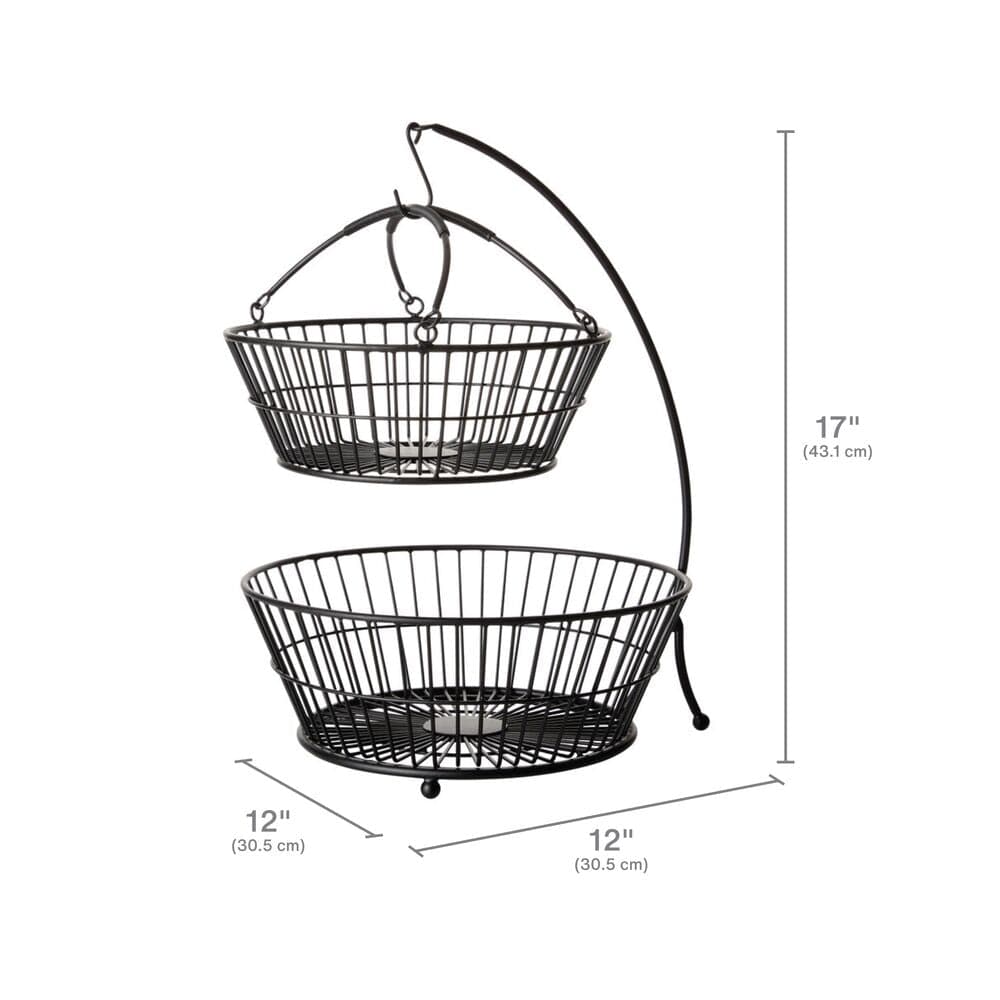Tully 2 Tier Fruit Storage Basket with Banana Hook