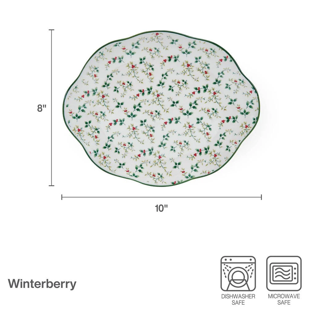 Winterberry® Set of 2 Holly Serving Platters