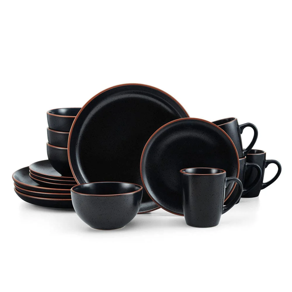Hunter Black 16 Piece Dinnerware Set, Service for 4