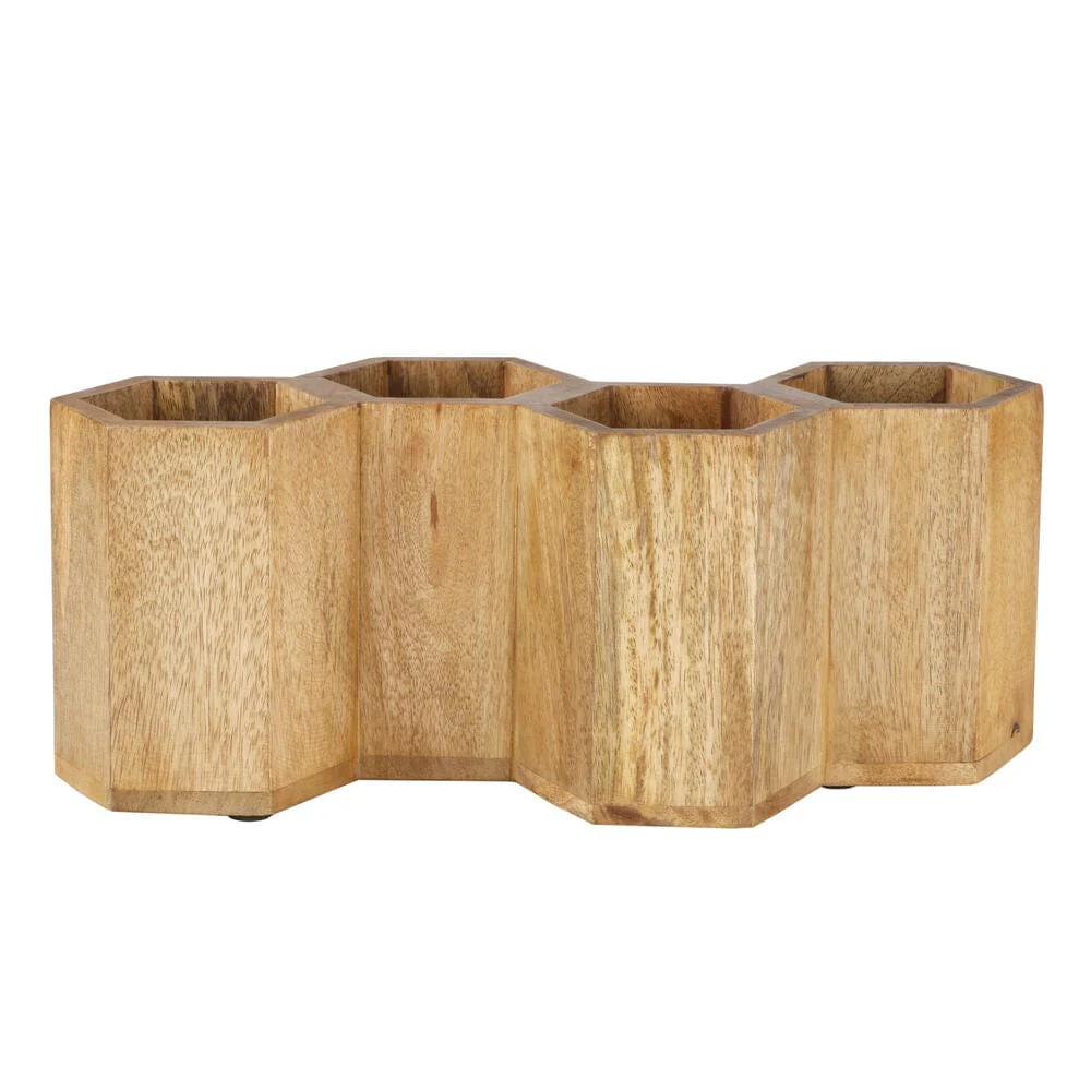 Hex Wood Flatware Storage Caddy
