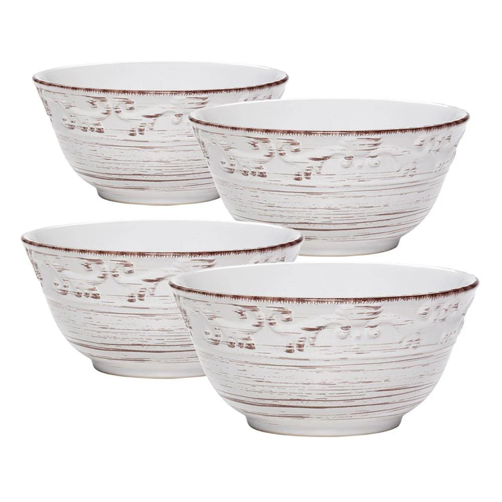 Trellis White Set of 4 Soup Cereal Bowls