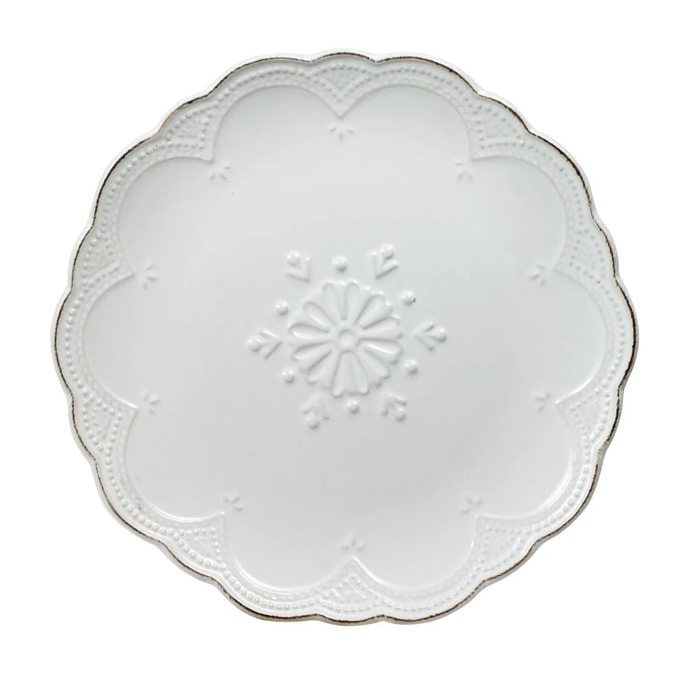 French Lace Set of 4 White Salad Plates