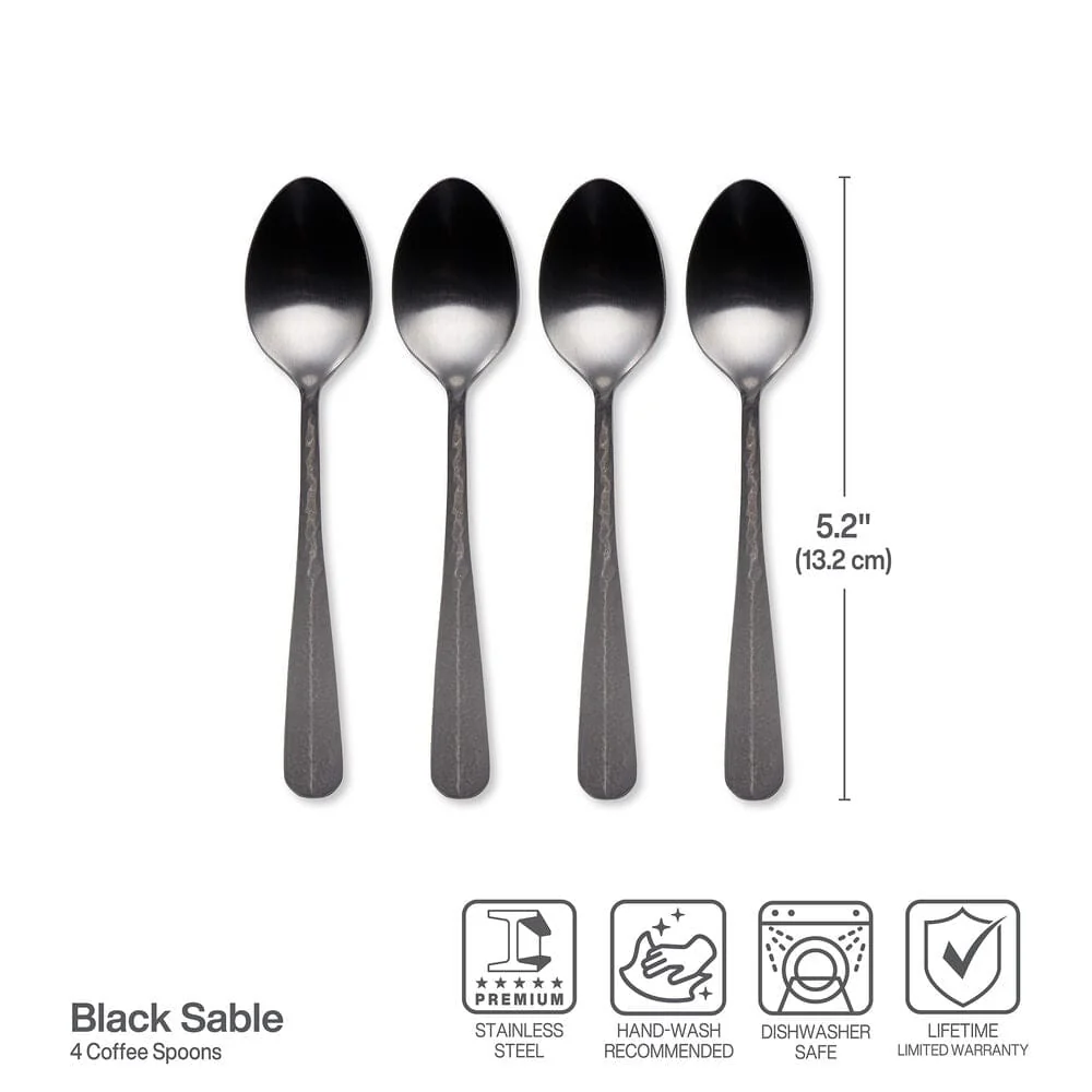 Sable Black Set of 4 Mini Coffee Spoons
