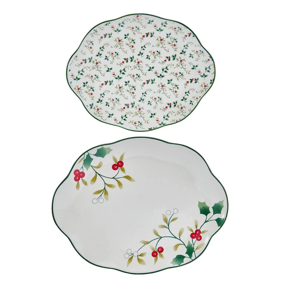 Winterberry® Set of 2 Holly Serving Platters