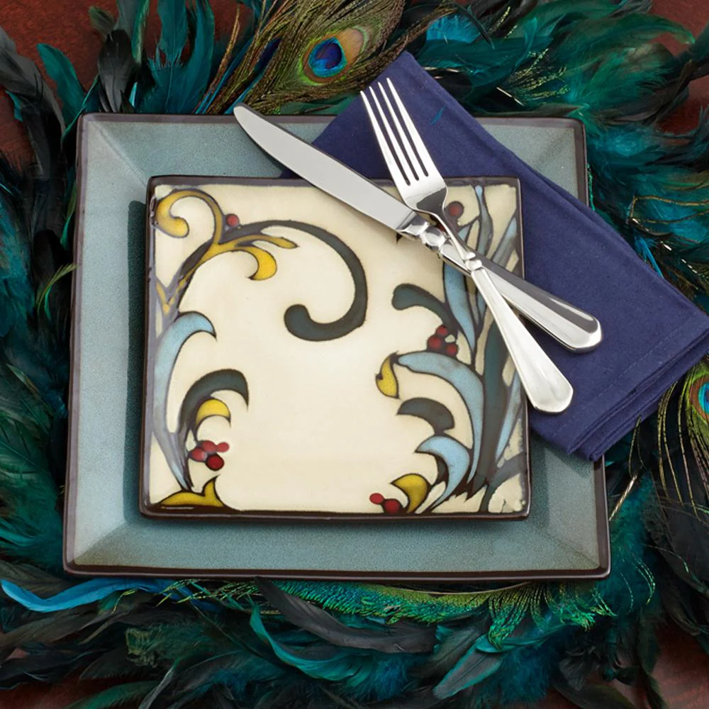 Belmont Set of 4 Blue Square Dinner Plates