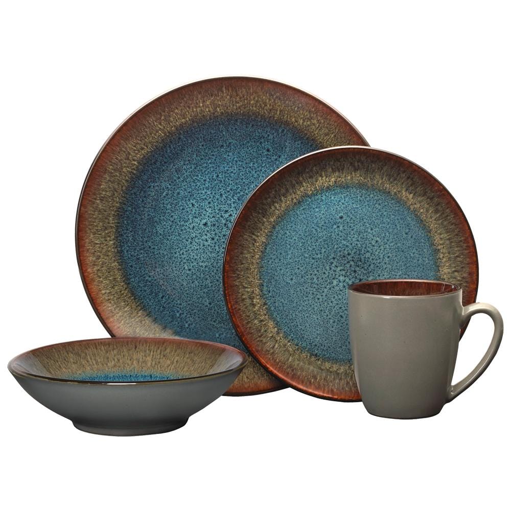 Monroe Blue 16 Piece Dinnerware Set, Service for 4