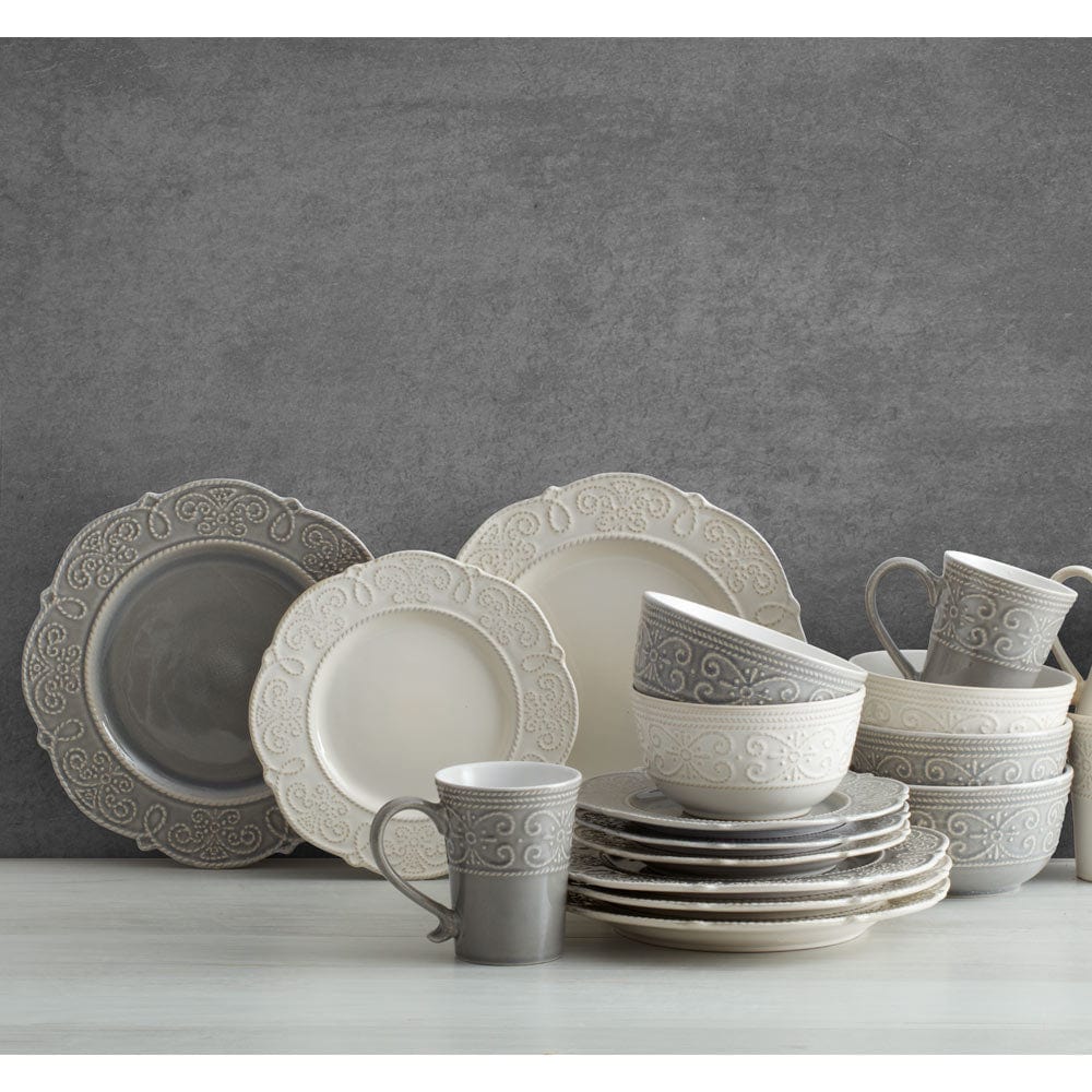 Abby Gray 16 Piece Dinnerware Set, Service for 4