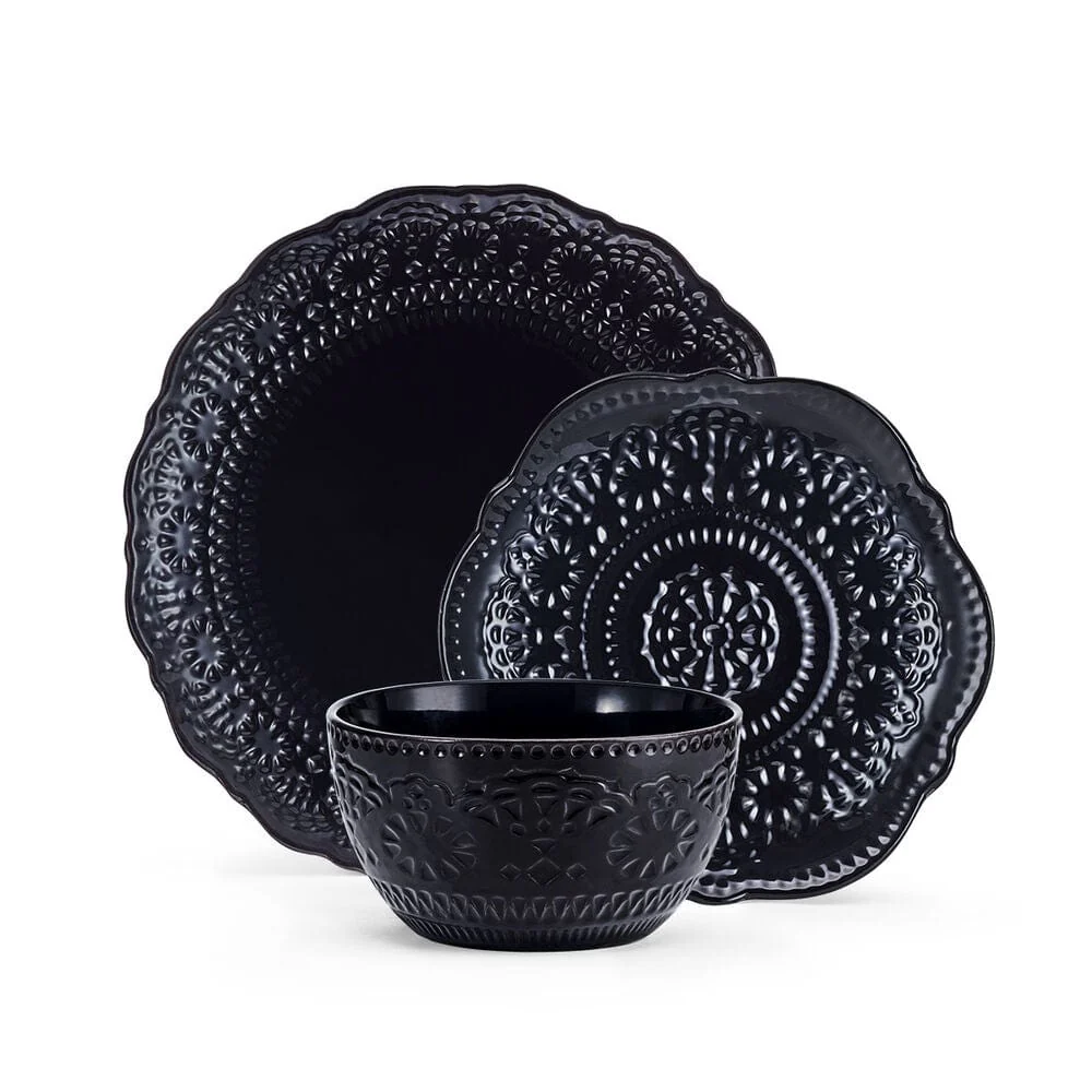 Chateau Midnight 12 Piece Dinnerware Set, Service for 4