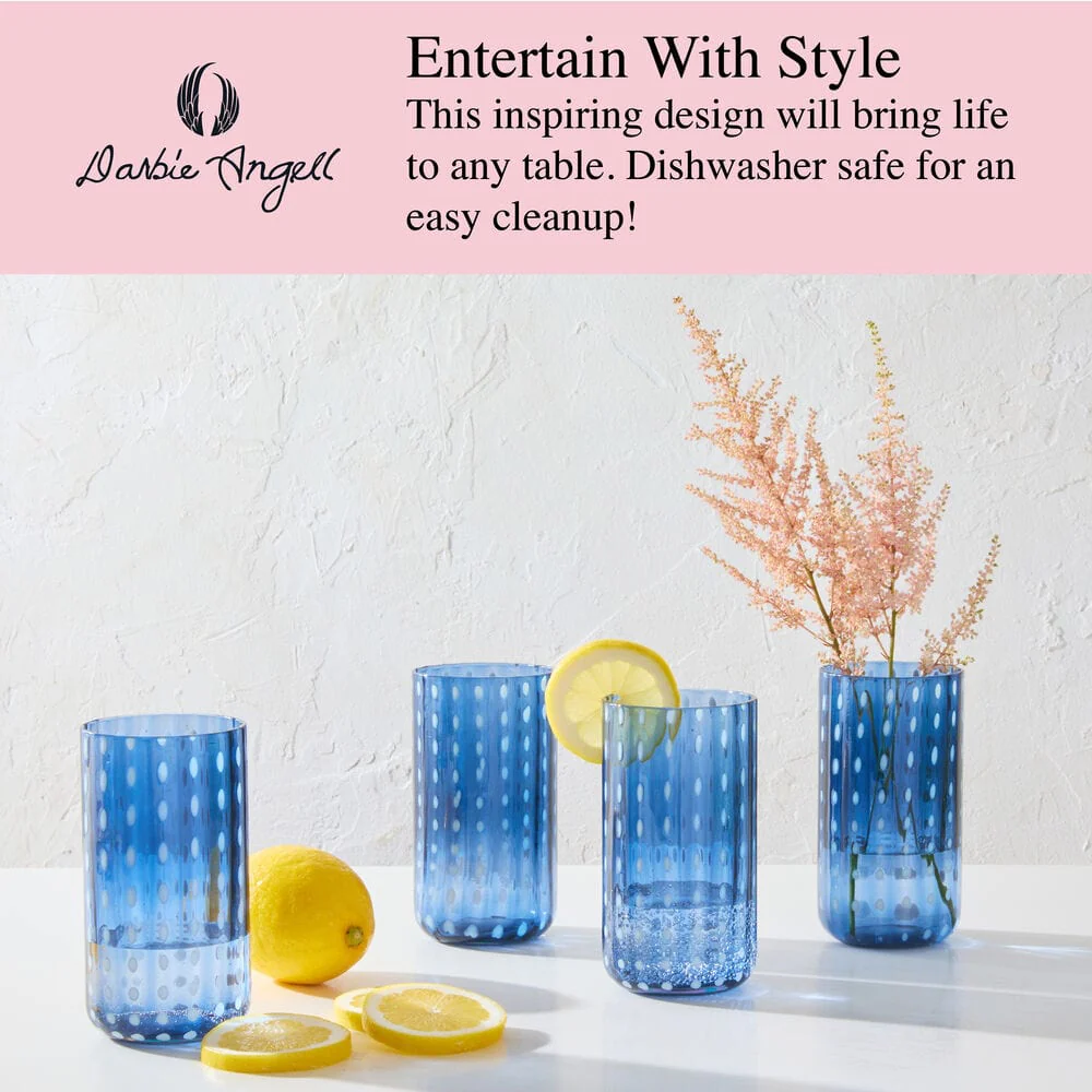 Darbie Angell Dappled Clouds Cobalt Set of 4 Highball Glasses