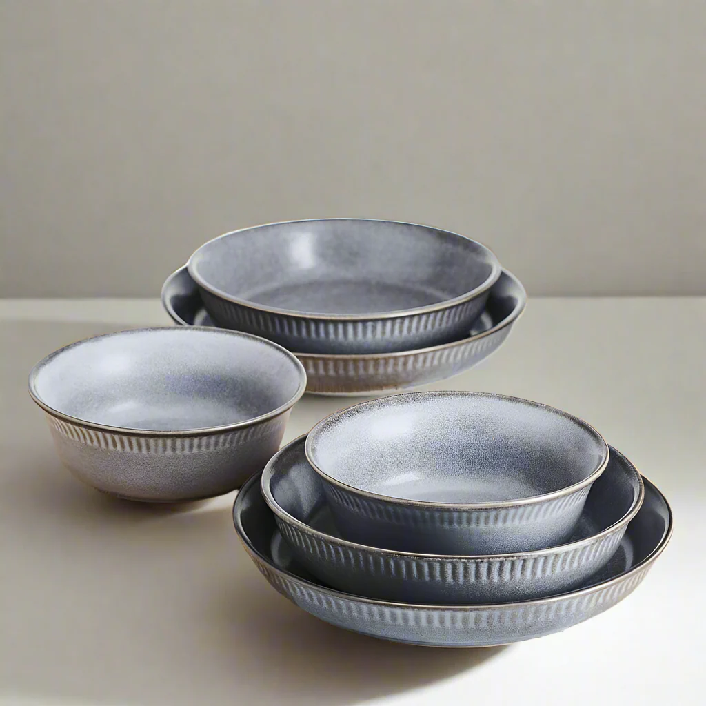 Amara Slate 6 Piece Dinnerware Bowl Set, Service for 2