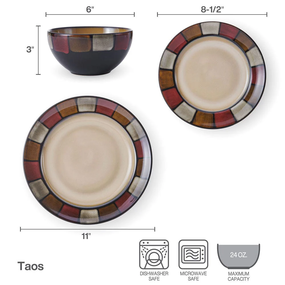 Taos 24 Piece Dinnerware Set, Service for 8