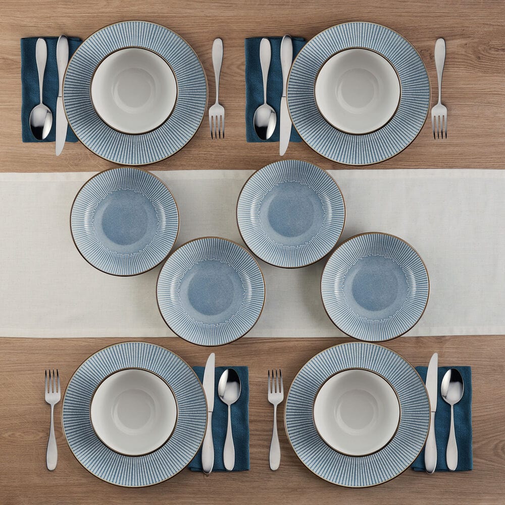 Arlie Blue 12 Piece Dinnerware Set, Service for 4
