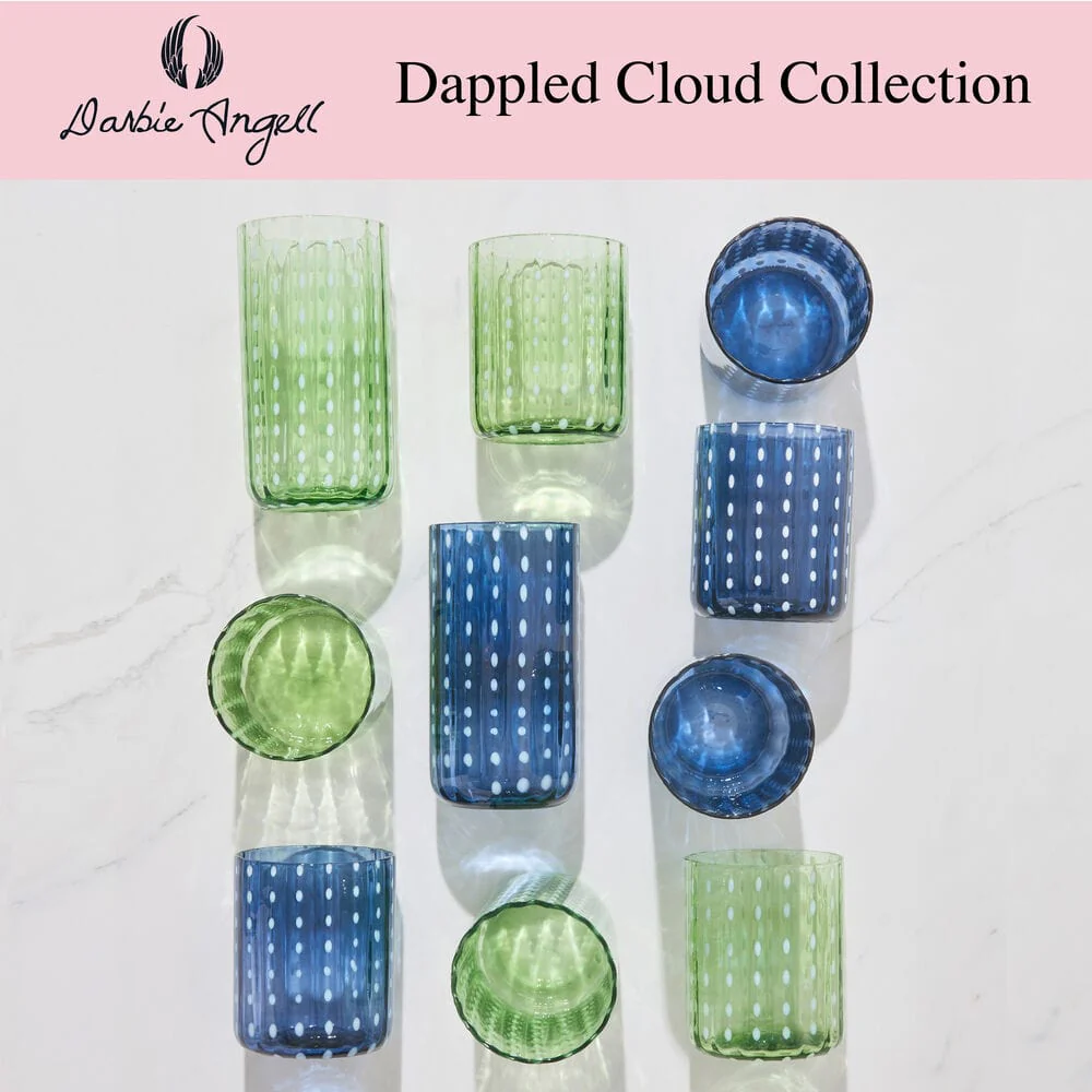 Darbie Angell Dappled Clouds Seafoam Set of 4 Double Old Fashioned Glasses
