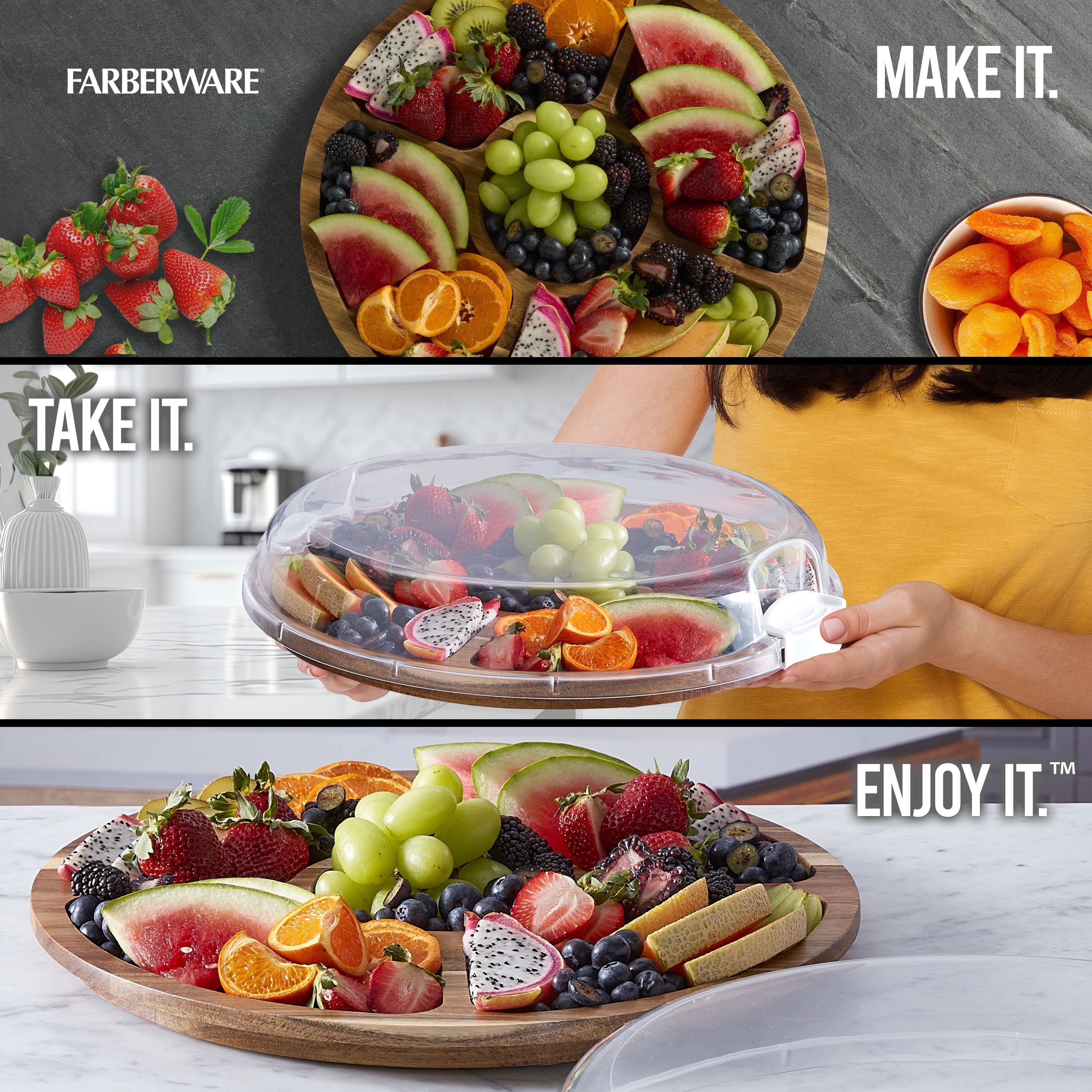 Farberware Build-A-Board ™ Cutting Board with Clear Locking Lid, 14 IN Round
