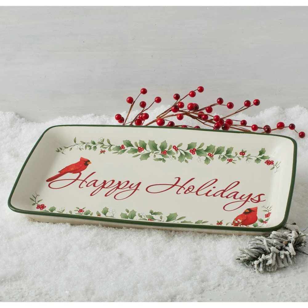 Winterberry® Happy Holidays Rectangular Tray