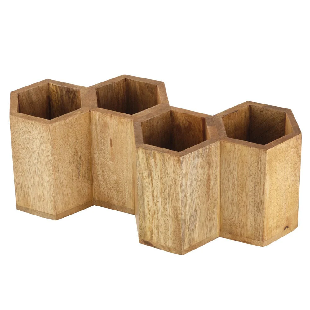 Hex Wood Flatware Storage Caddy