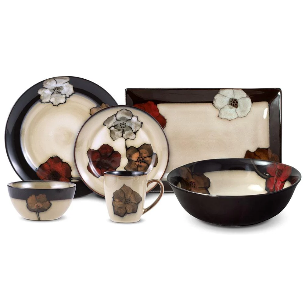 Painted Poppies Service for 8 with Serveware